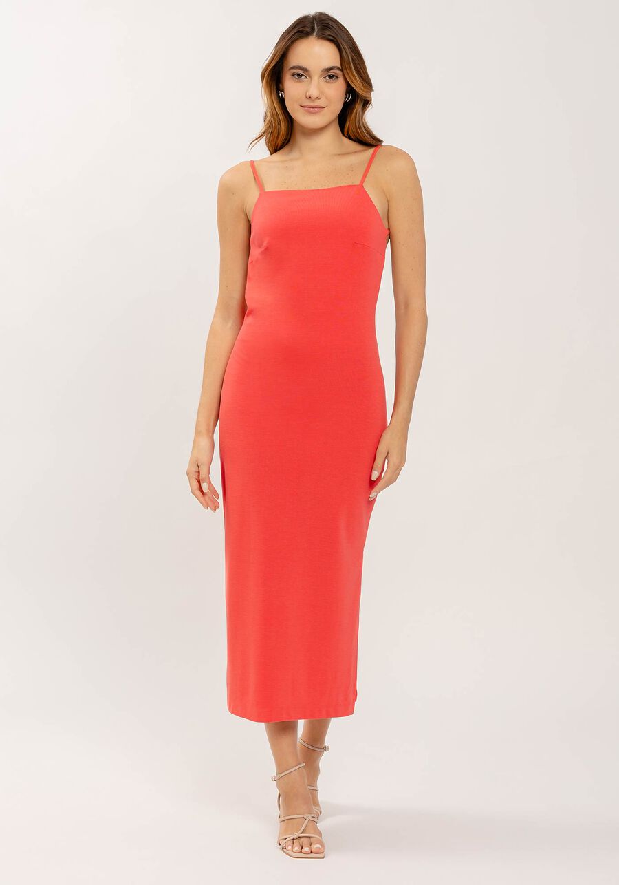 Vestido Midi em Malha com Decote Reto, . Vestido Midi em Malha com Decote Reto, , large.