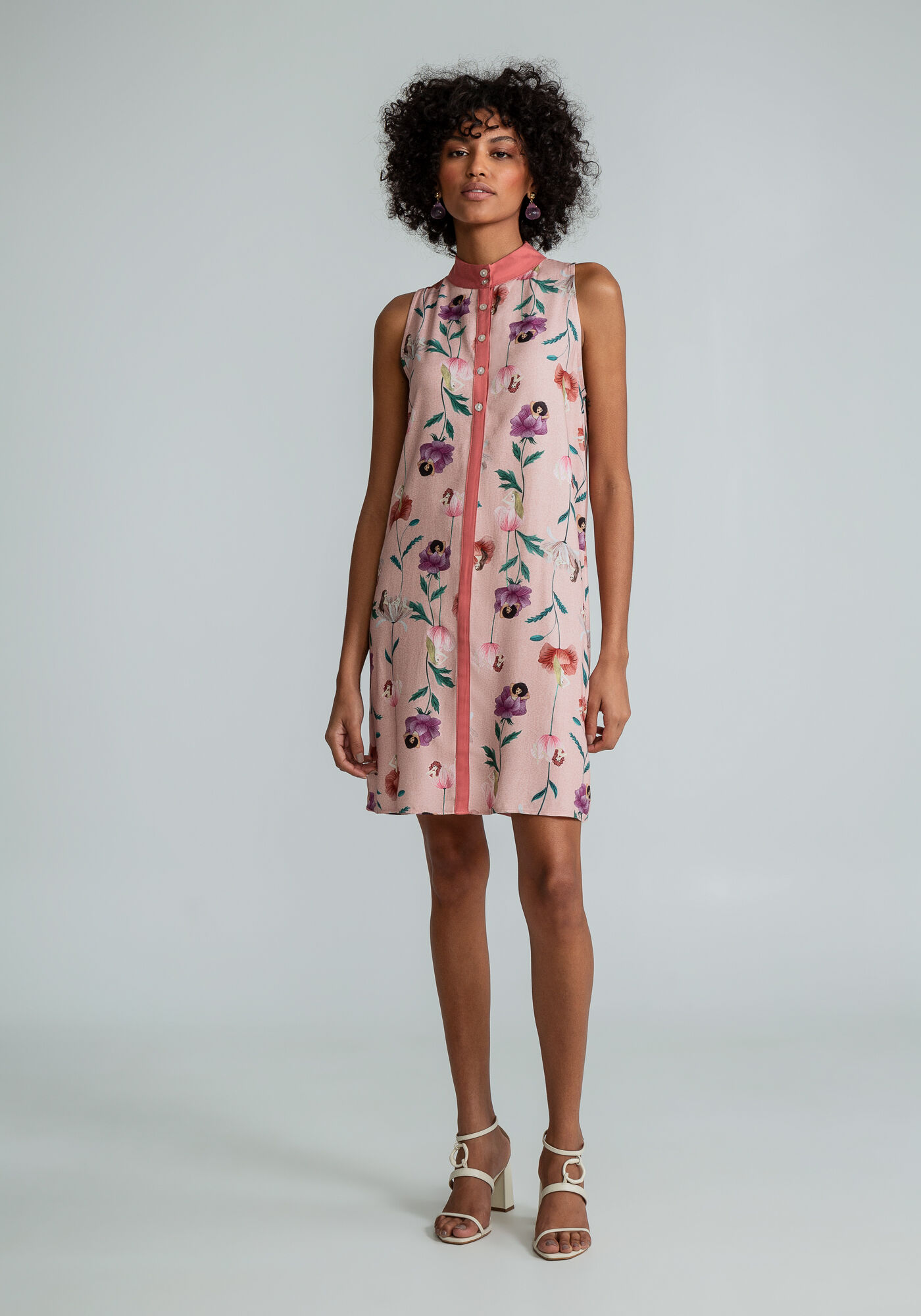 Vestido sem Mangas Solto Estampado Lez a Lez