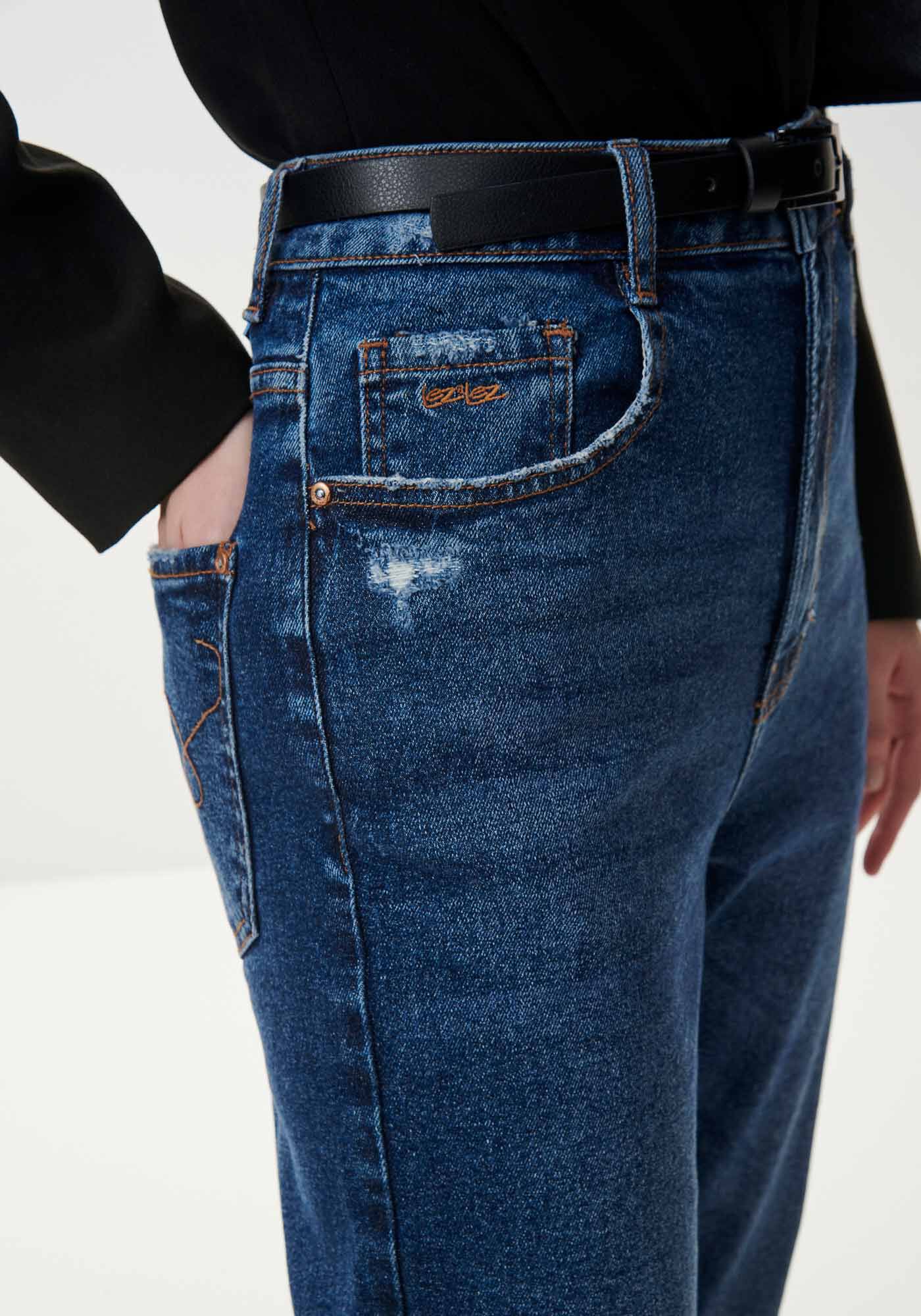 Cal&ccedil;a Jeans Mom Cropped Super Alta com Elastano, , large.