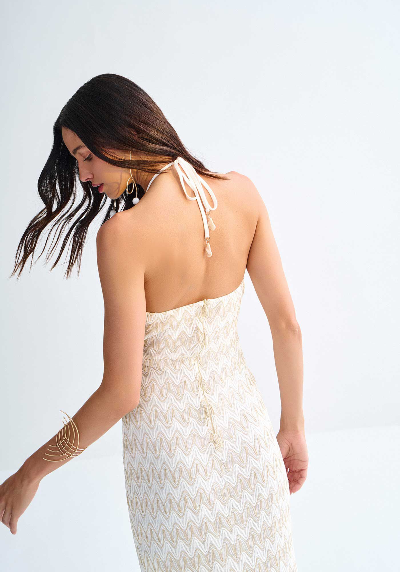 Vestido Longo Frente &Uacute;nica em Renda, , large.