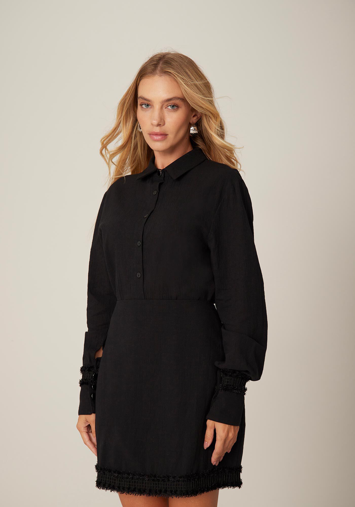 Saia Curta em Tecido Cotton com Detalhe Barra, , large.