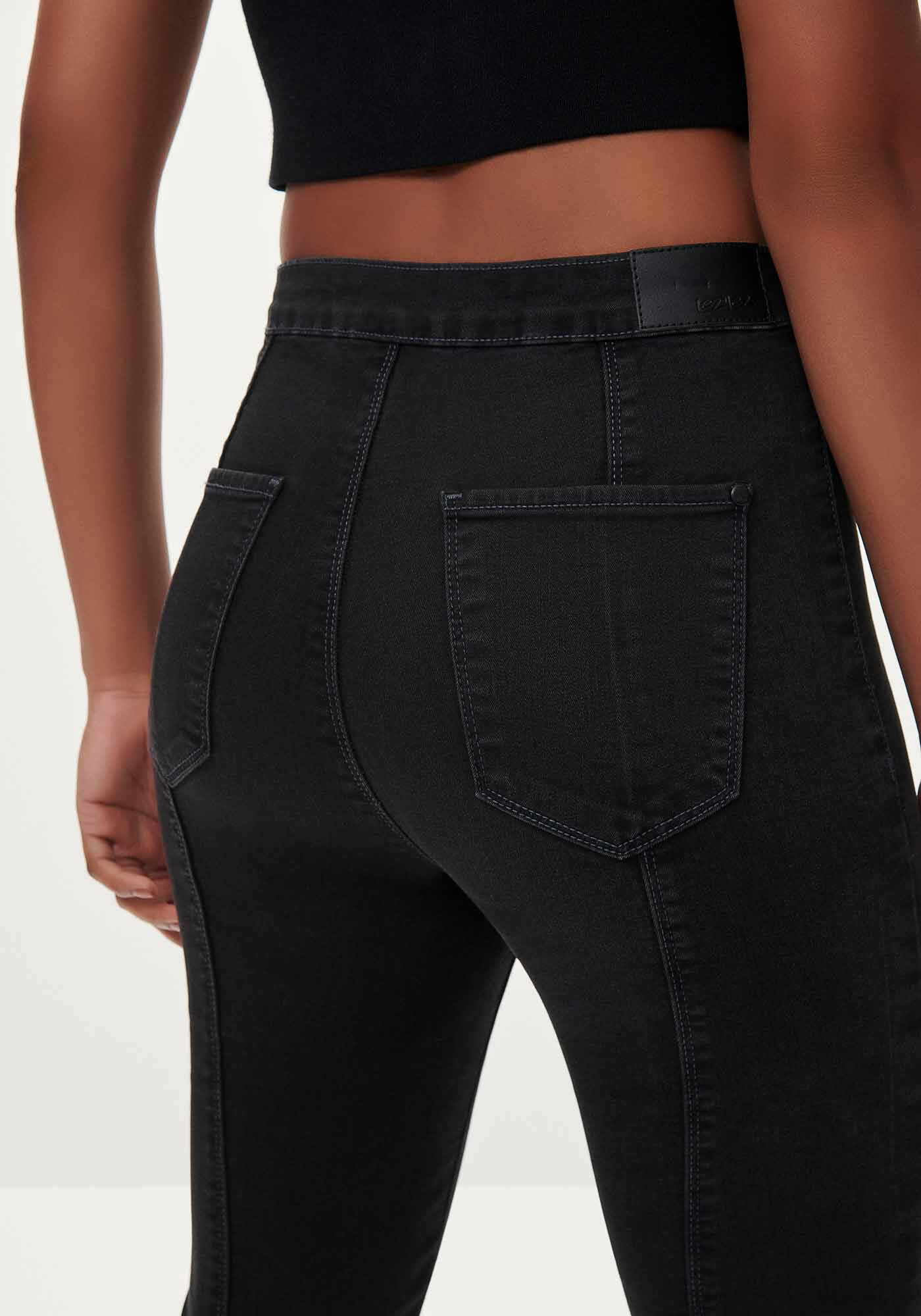 Cal&ccedil;a Jeans Jegging Preta Super Alta com Pesponto, , large.