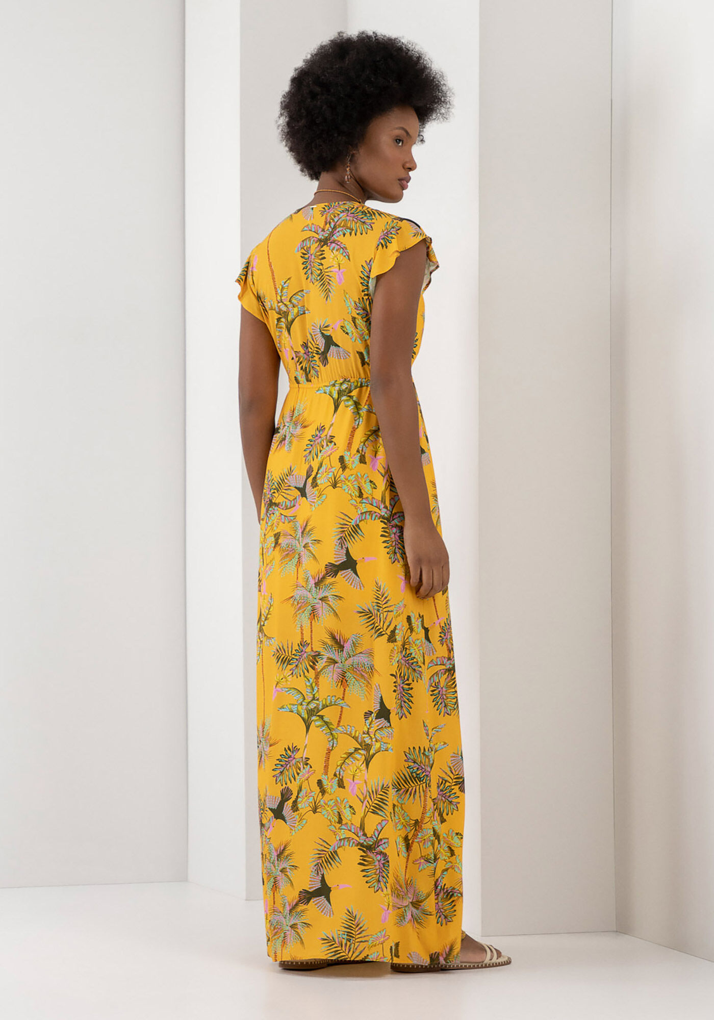 Vestido Midi Estampado com Amarra&ccedil;&atilde;o Cintura, , large.