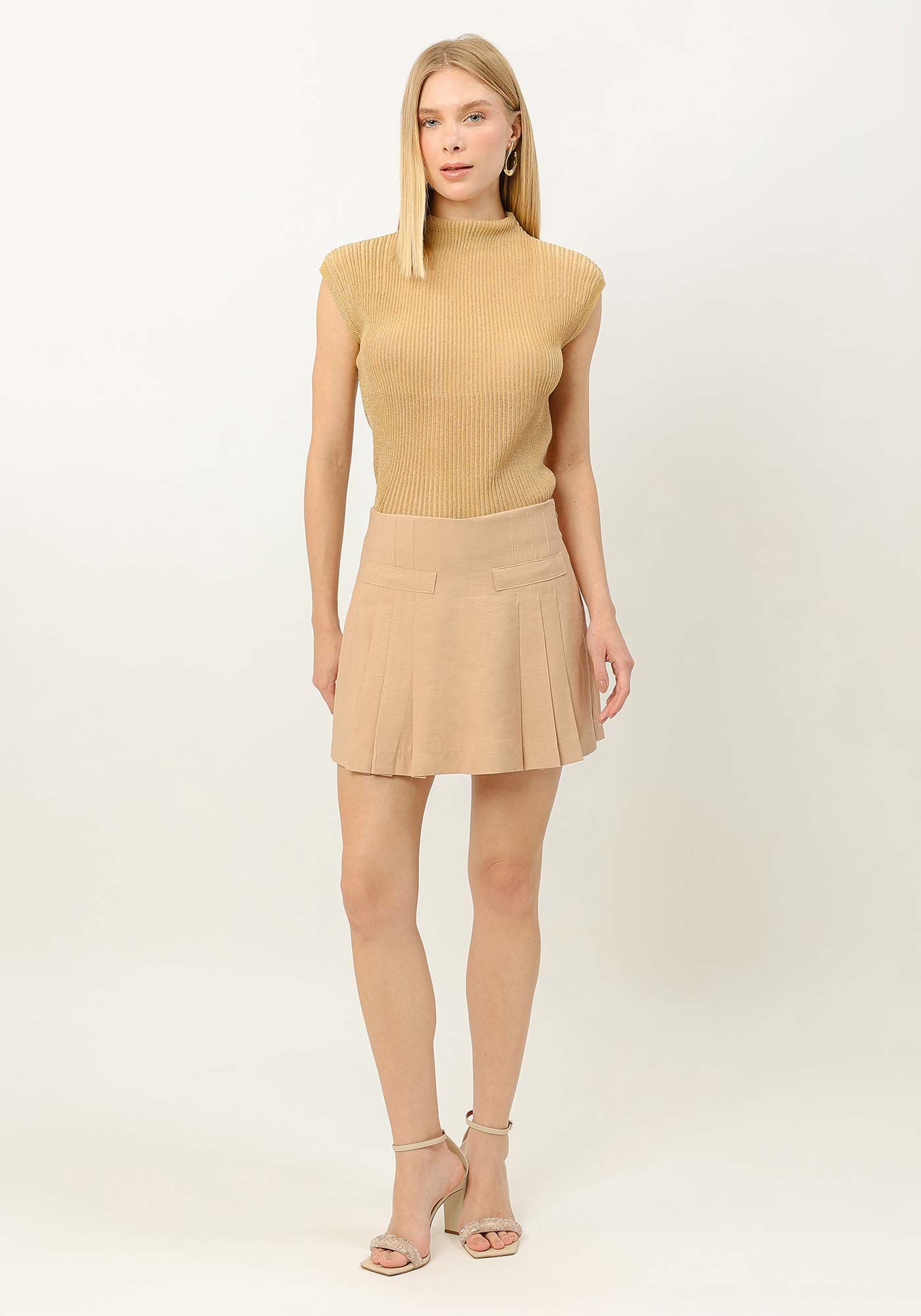 Shorts-Saia Cintura Alta com Pregas, , large.