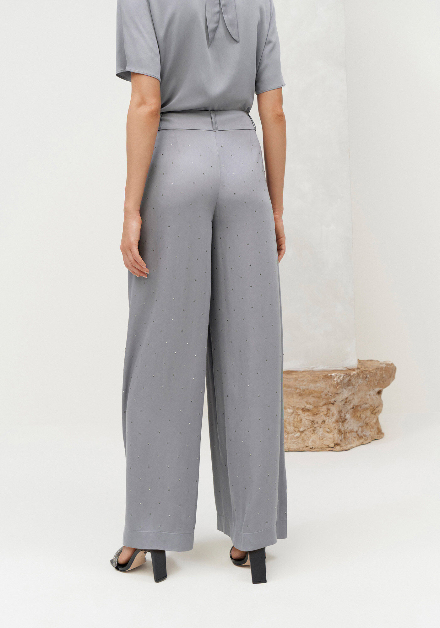 Cal&ccedil;a Pantalona Alfaiataria com Strass, , large.