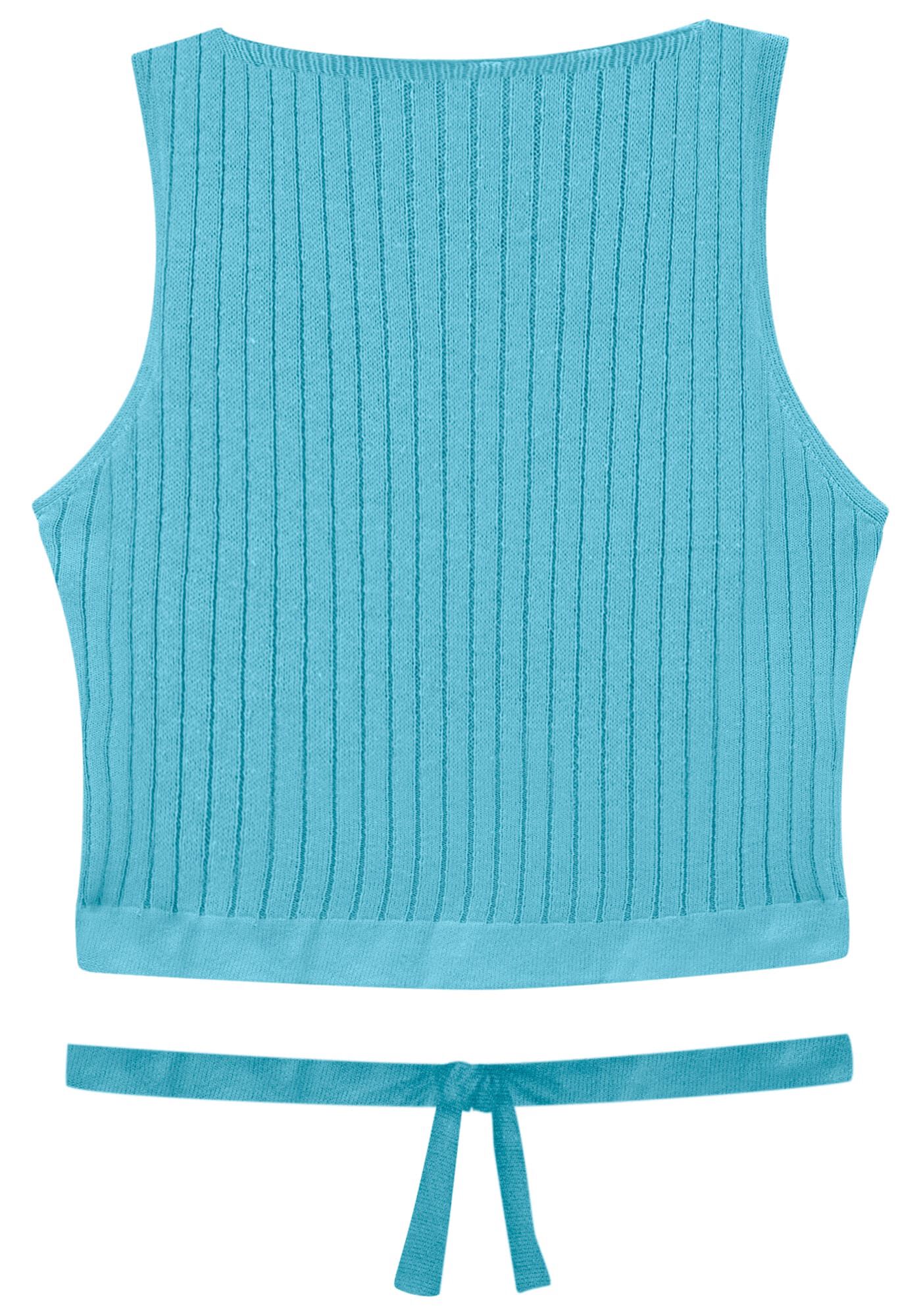 Blusa Cropped em Tric&ocirc; com Amarra&ccedil;&atilde;o Barra, , large.