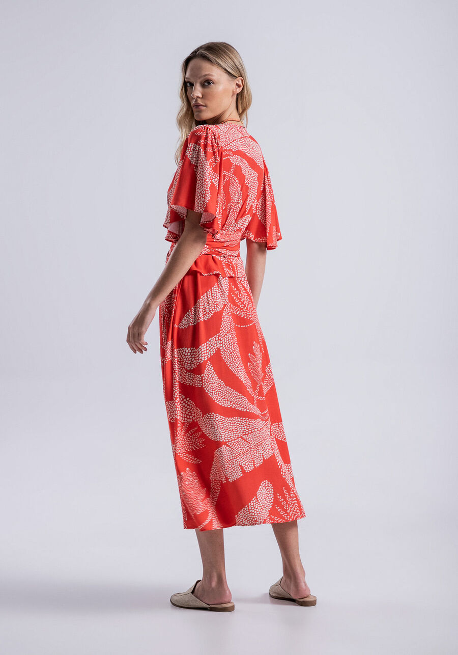 Vestido Midi Transpassado em Viscose com Faixa, . Vestido Midi Transpassado em Viscose com Faixa, , large.