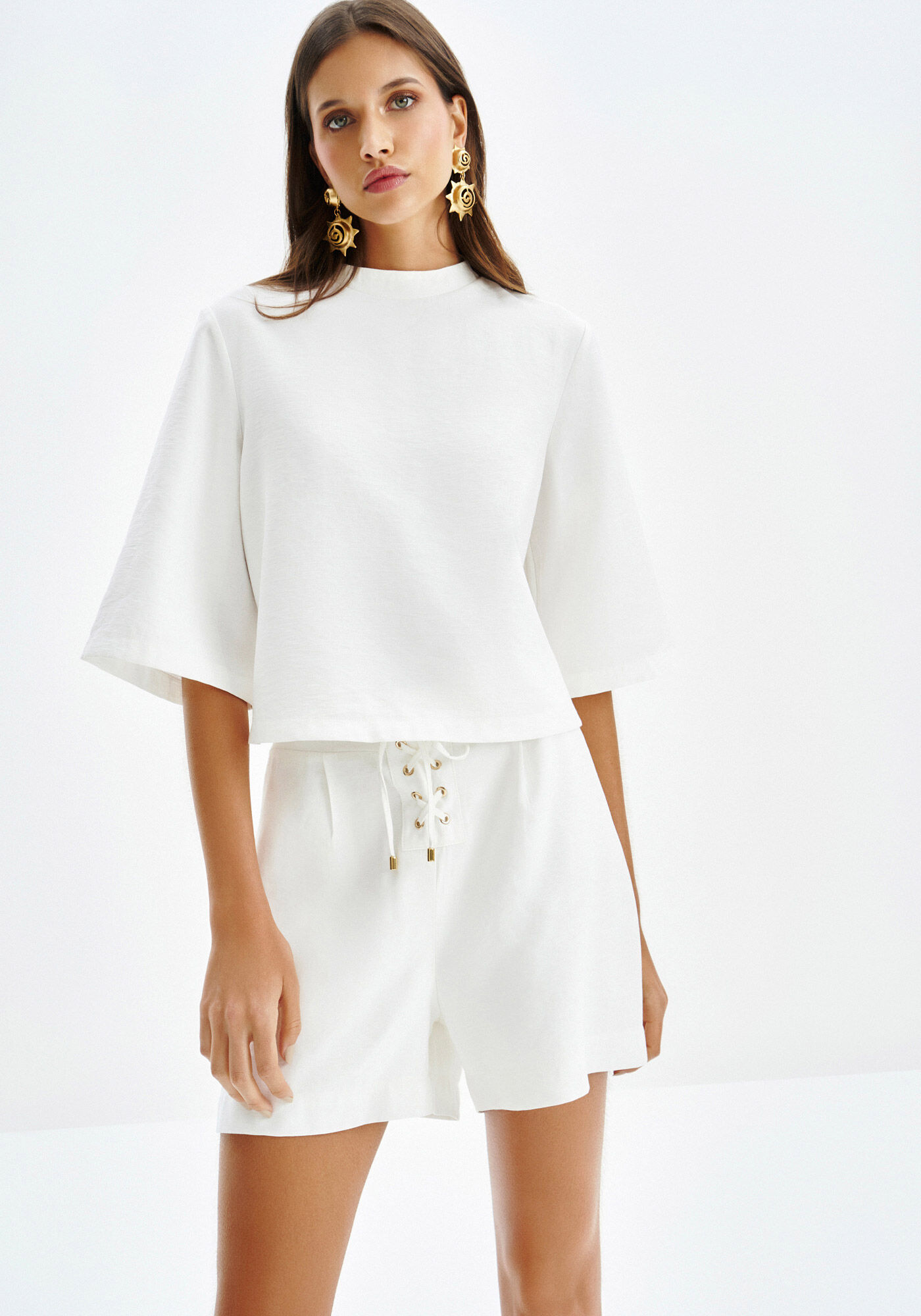 Blusa M&aacute;xi Mangas com Gola, , large.