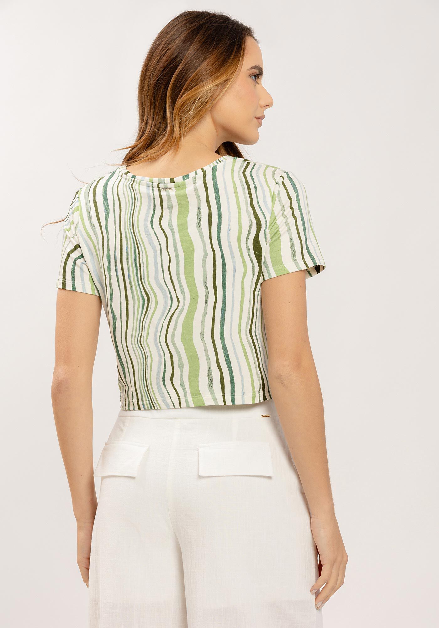 Blusa Cropped Manga Curta em Malha Estampada, , large.