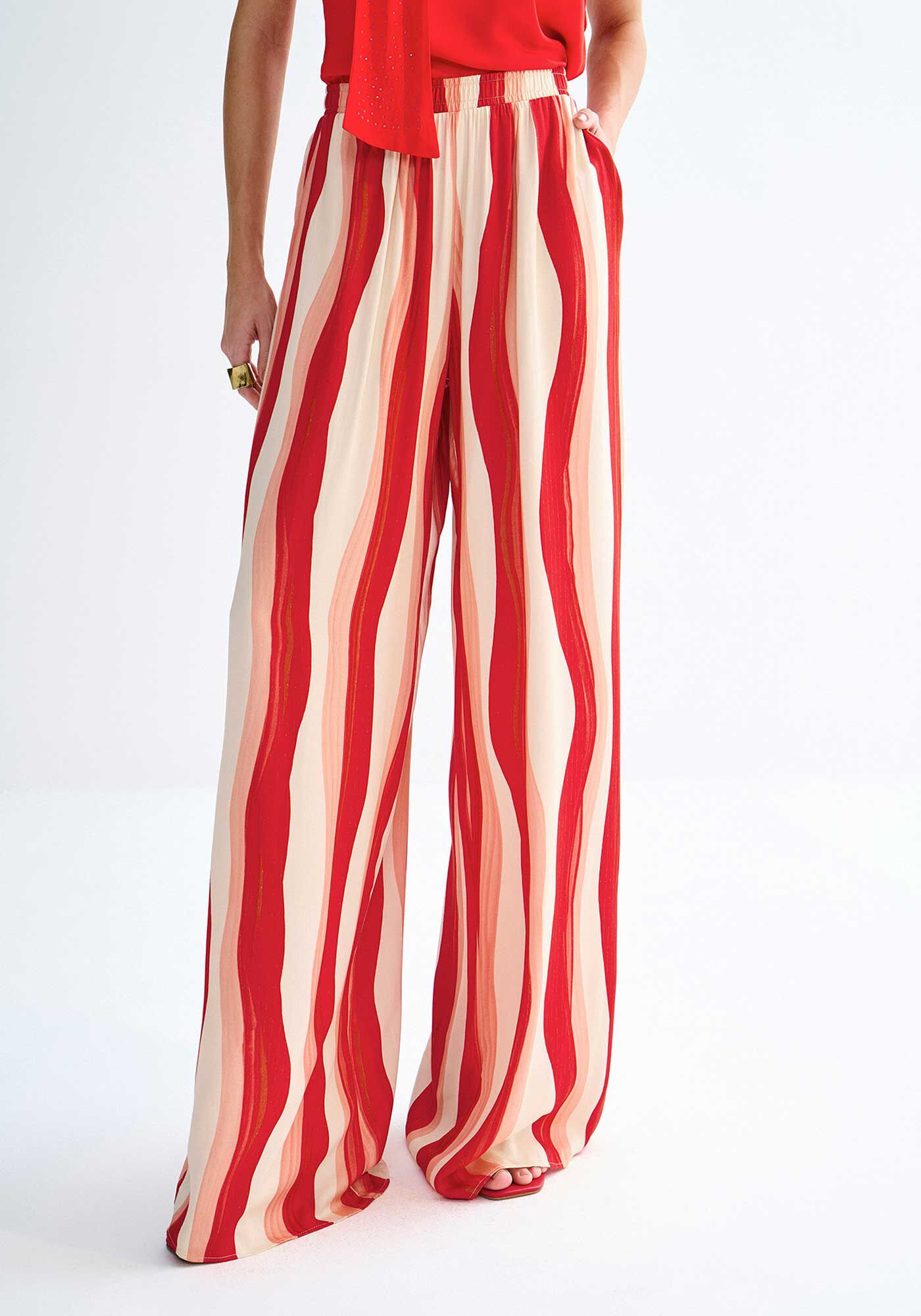 Cal&ccedil;a Pantalona em Viscose Estampada com El&aacute;stico, , large.