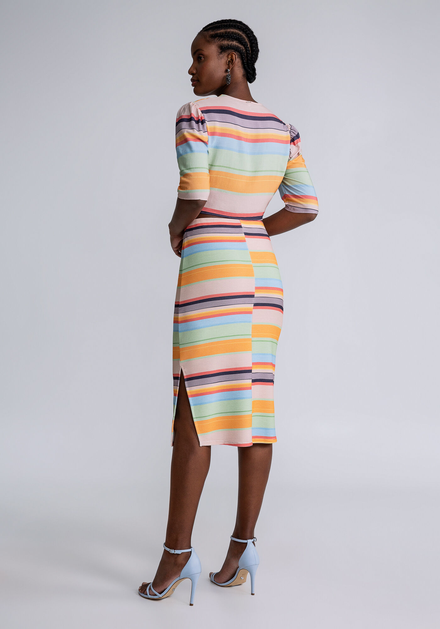 Saia Midi Fenda Estampada, ASTRAL, large.