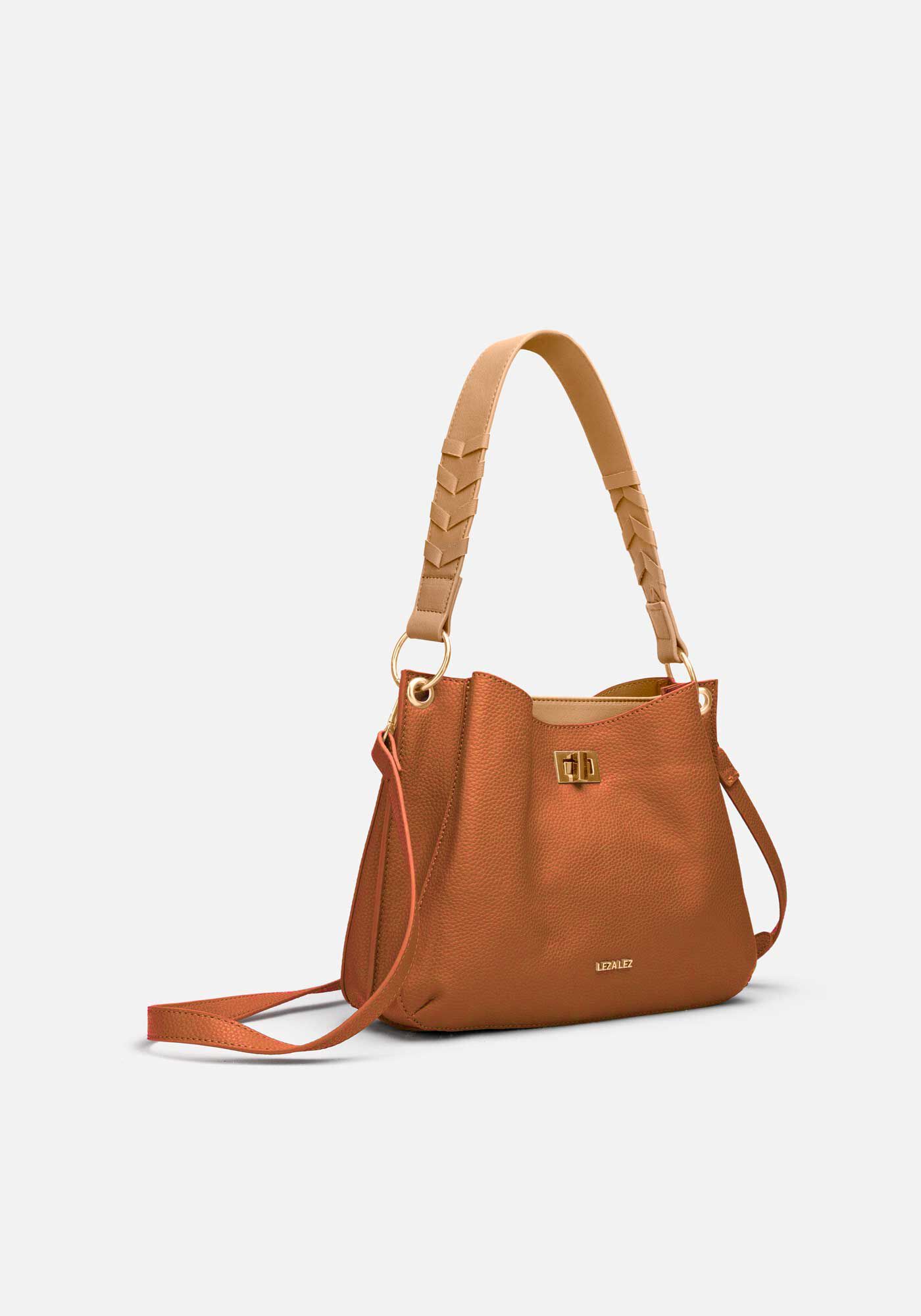 Bolsa M&eacute;dia Com Al&ccedil;a Tran&ccedil;ada E Enfeite Metalizado, , large.