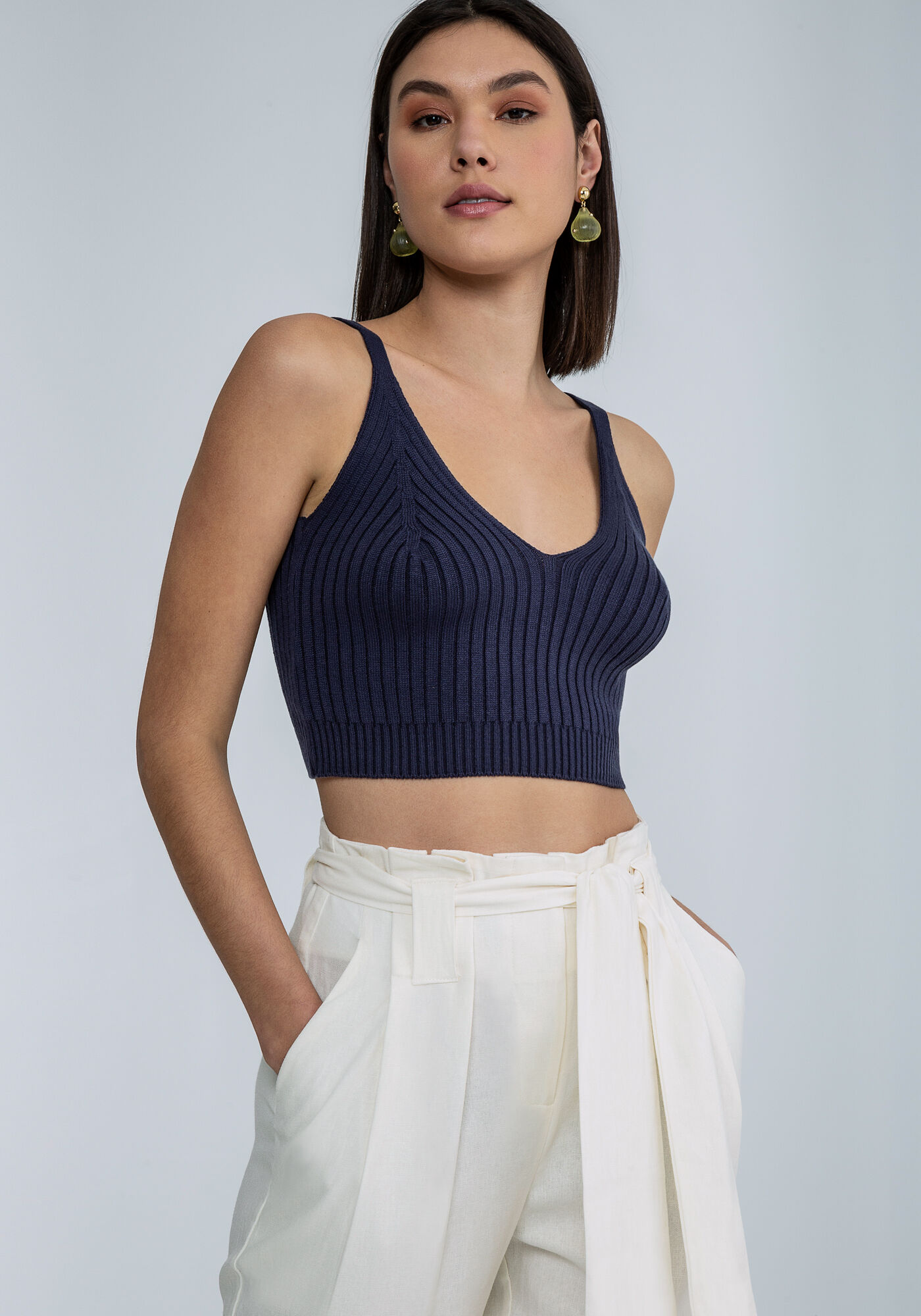 Blusa com Al&ccedil;as Cropped Tric&ocirc;, , large.