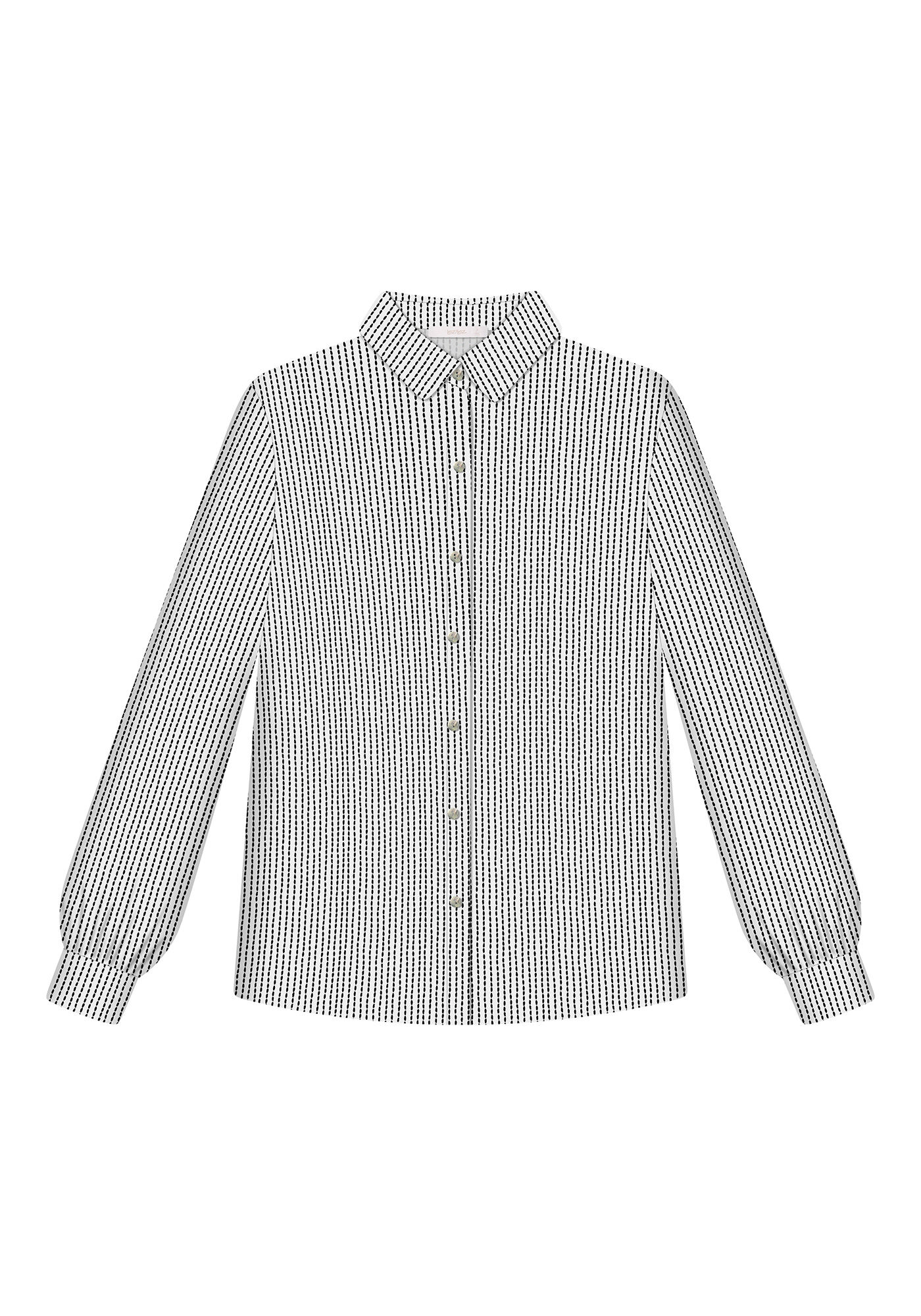 Camisa Manga Longa com Gola Estampada, PESPONTOS, large.