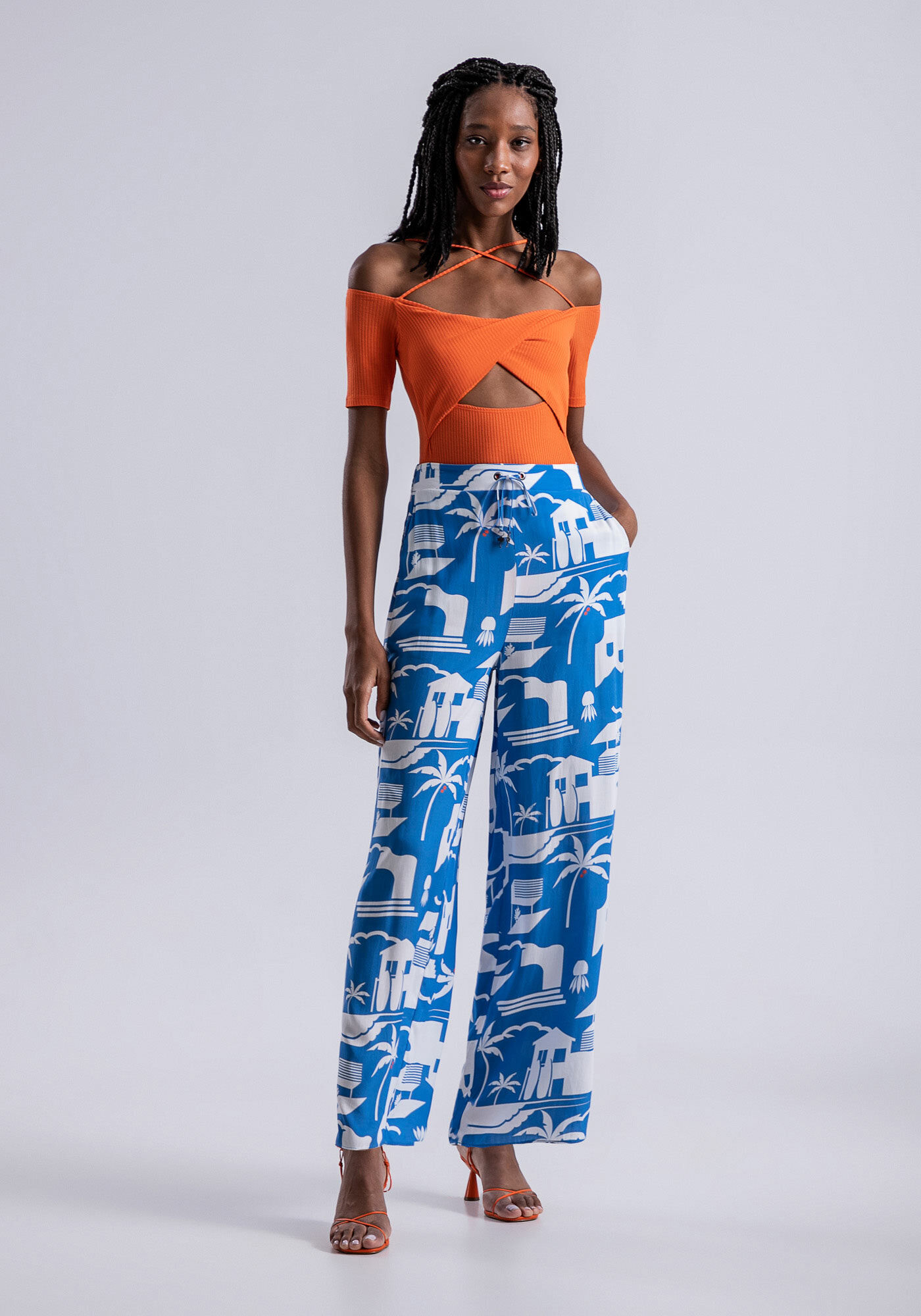 Body Canelado com Transpasse e Tiras, , large.