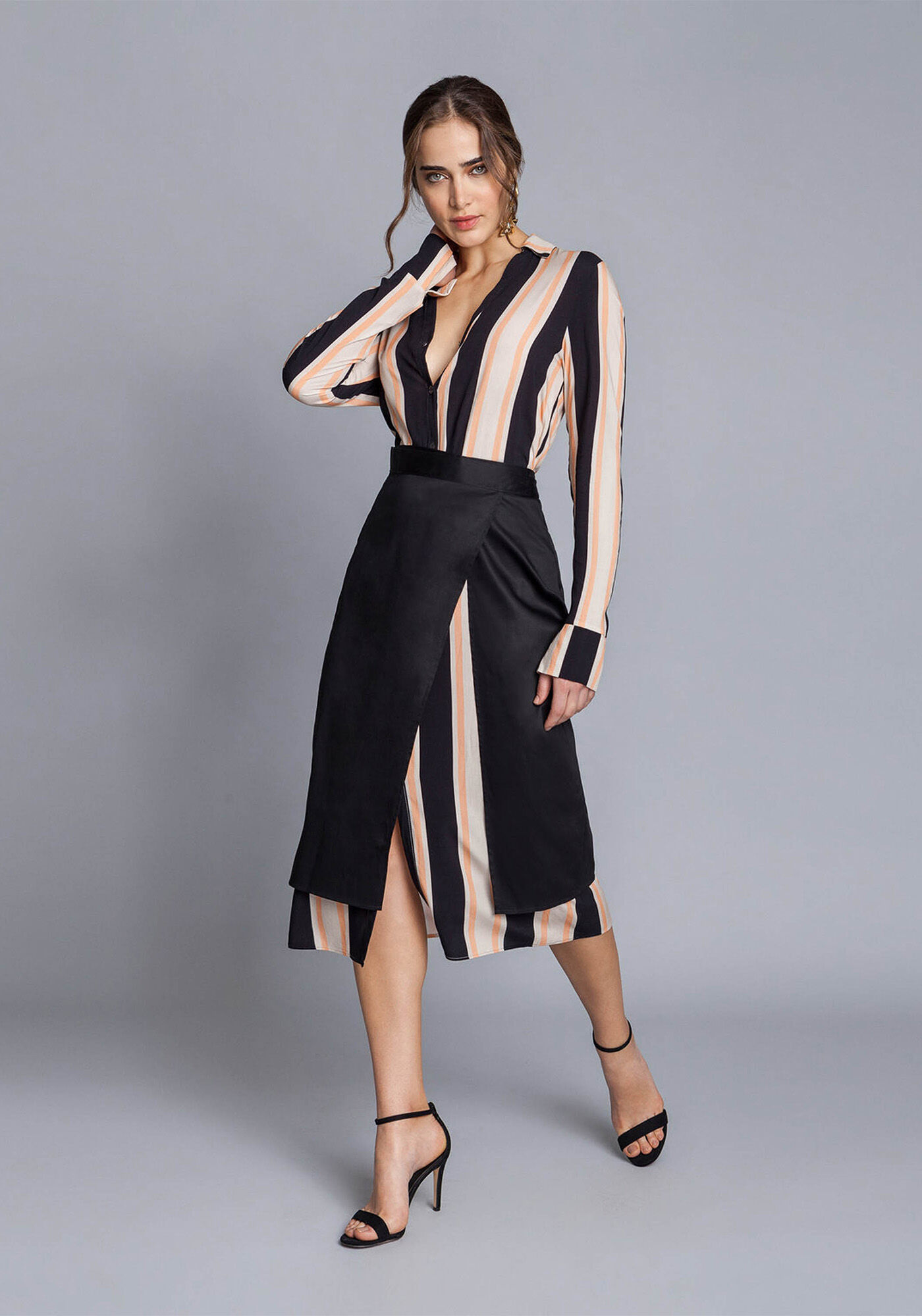 Vestido Chemise Sobreposi&ccedil;&atilde;o Remov&iacute;vel, , large.