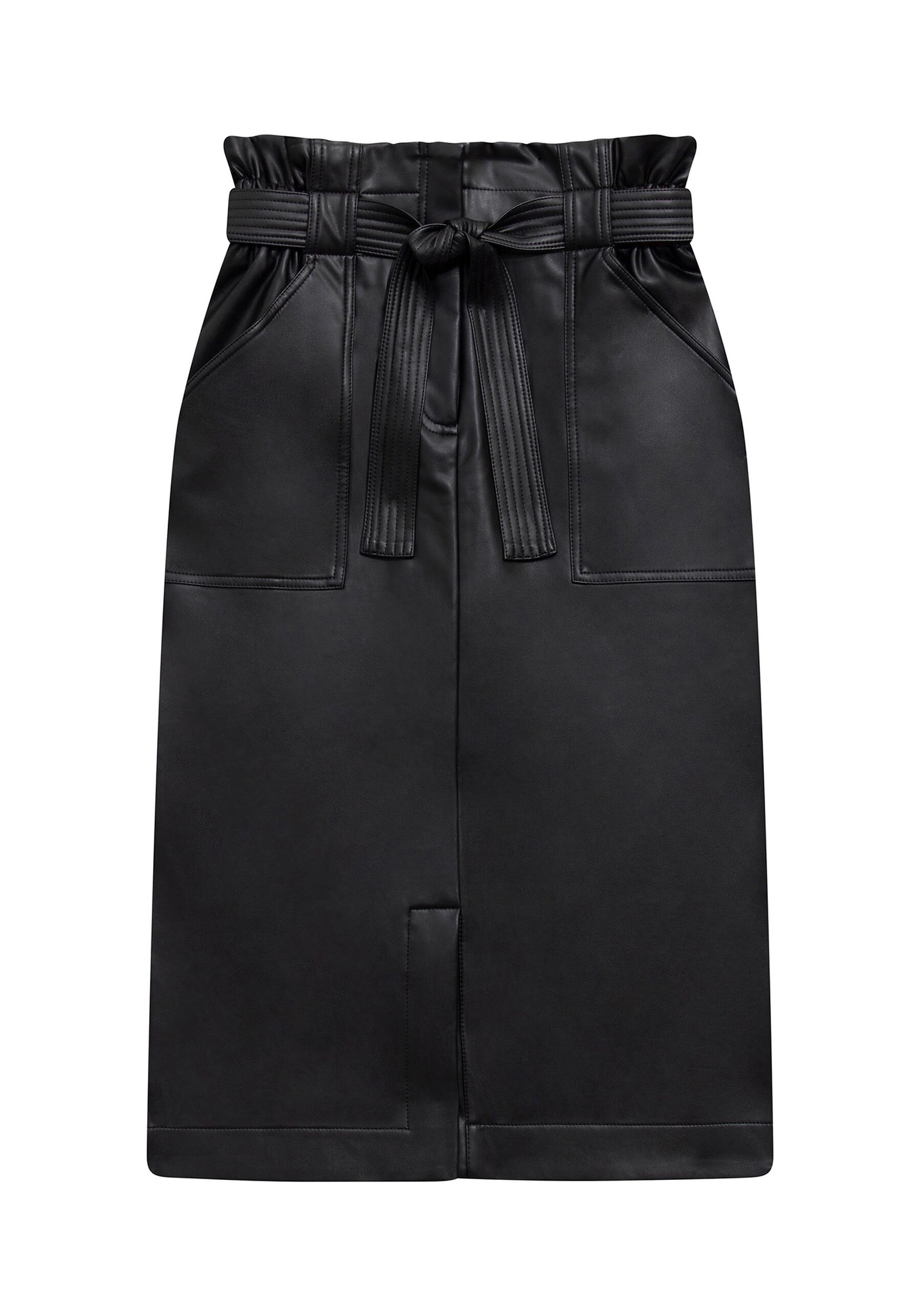 Saia Mídi Clochard PU com Cinto, . Saia Mídi Clochard PU com Cinto, , large.