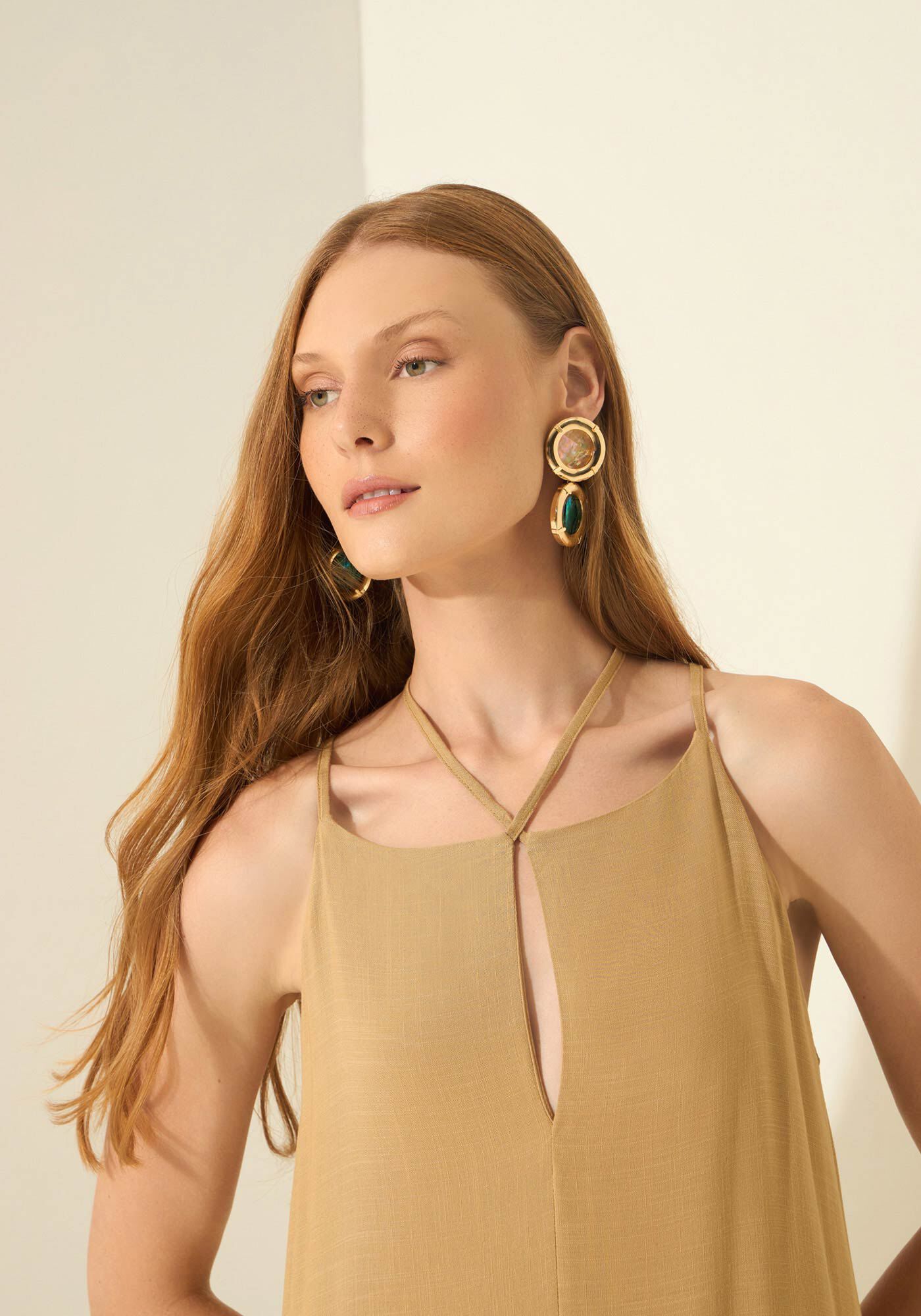 Vestido Longo De Al&ccedil;as Com Amarra&ccedil;&atilde;o, BEGE ALIEN, large.