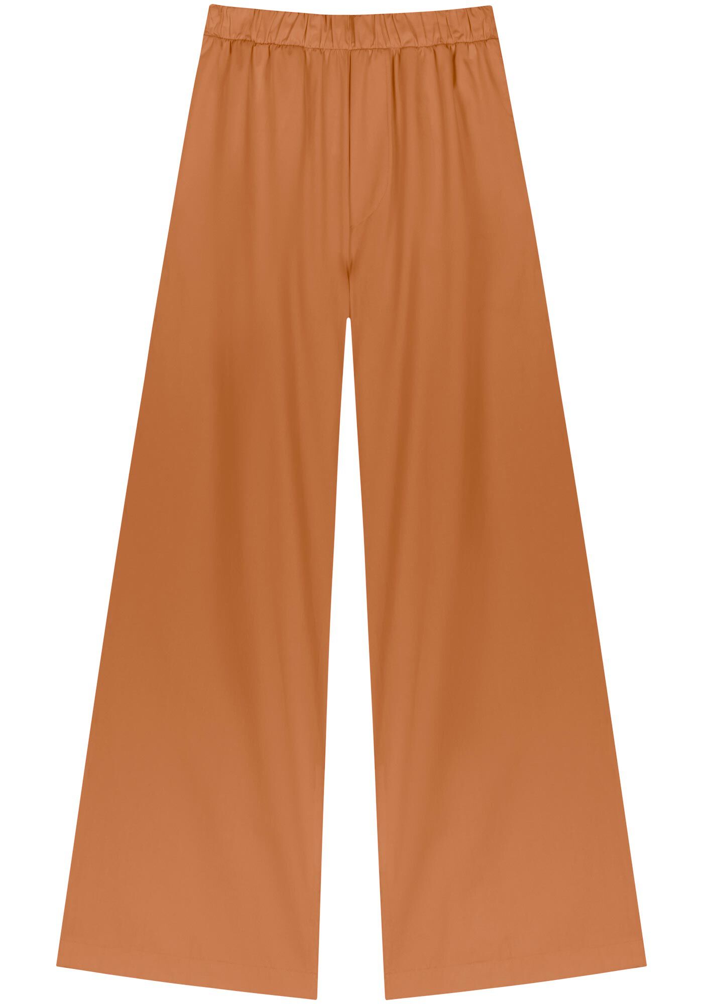 Cal&ccedil;a Pantalona Em Tricoline Com Cintura M&eacute;dia E Bolsos, , large.