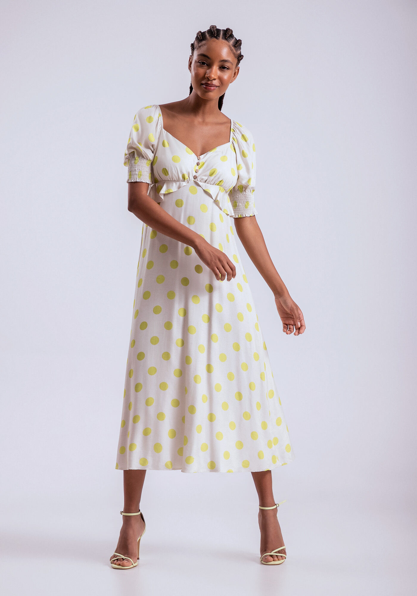 Vestido midi sales com babado comprar