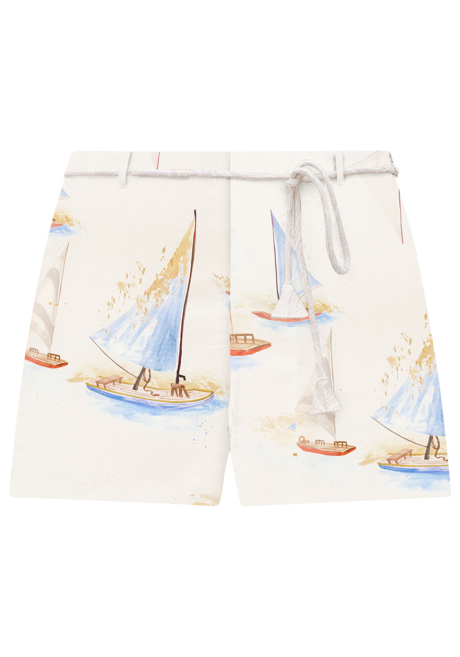 Shorts Cintura Média Linho com Cinto, . Shorts Cintura Média Linho com Cinto, , large.