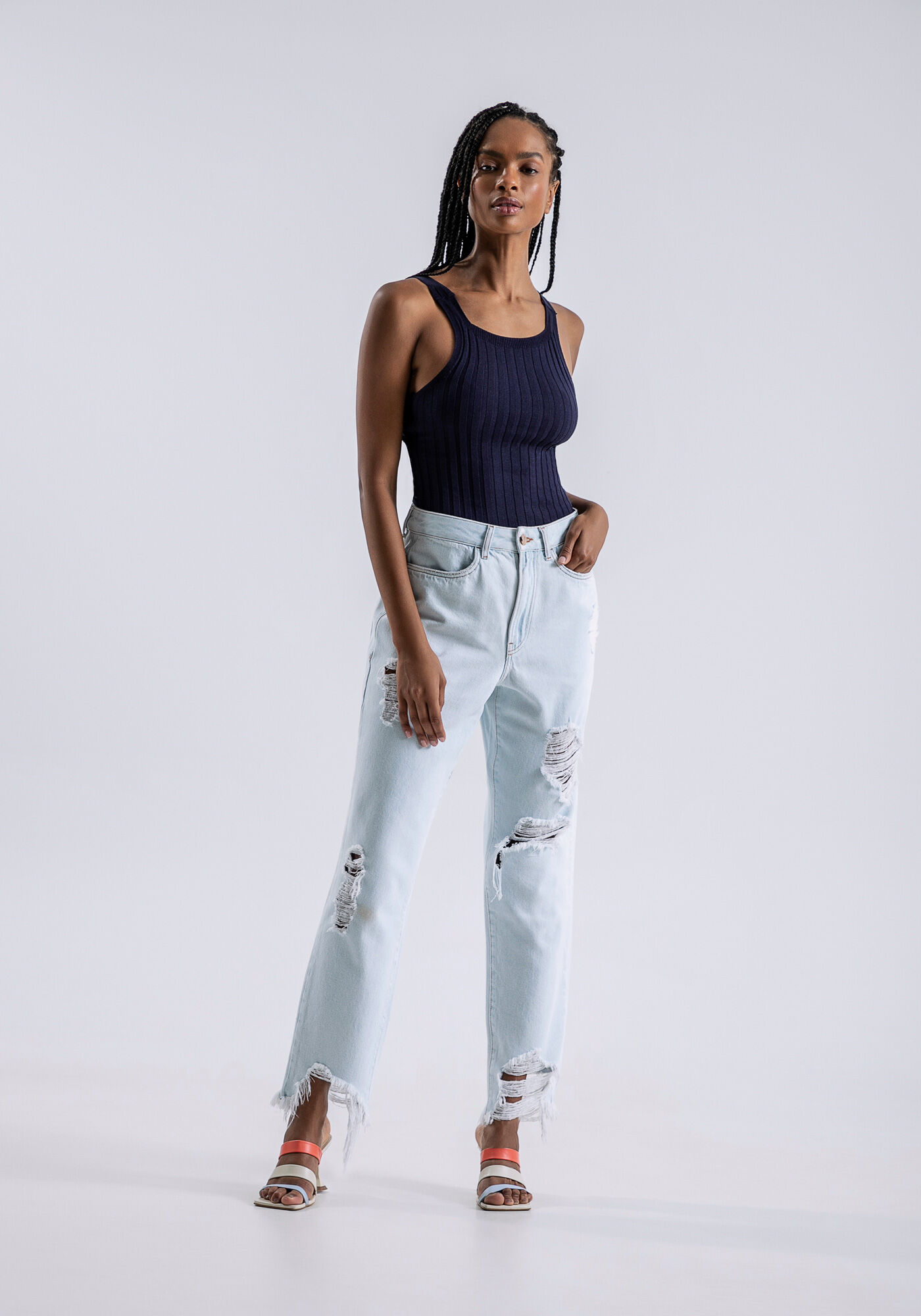 Blusa com Al&ccedil;as Tric&ocirc; com Tiras Costas, MARINHO STELLA, large.