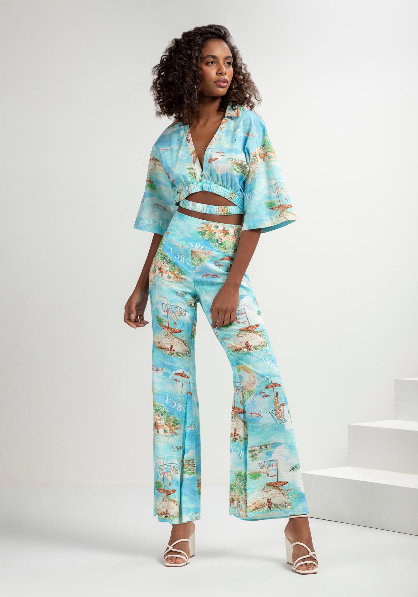 Blusa Manga Sino em Tricoline com Recorte, , large.