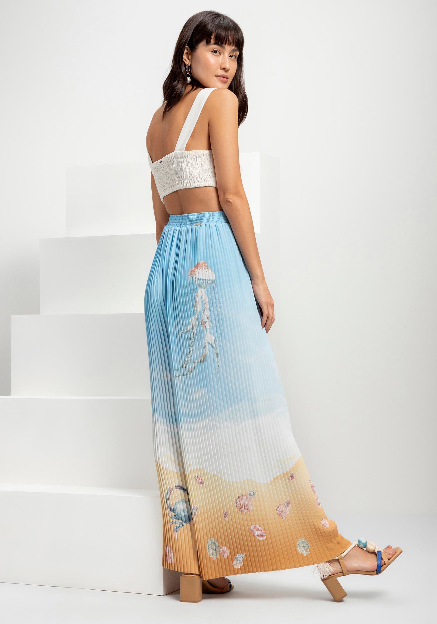 Cal&ccedil;a Pantalona Plissada com Cintura Alta, MILLOR, large.