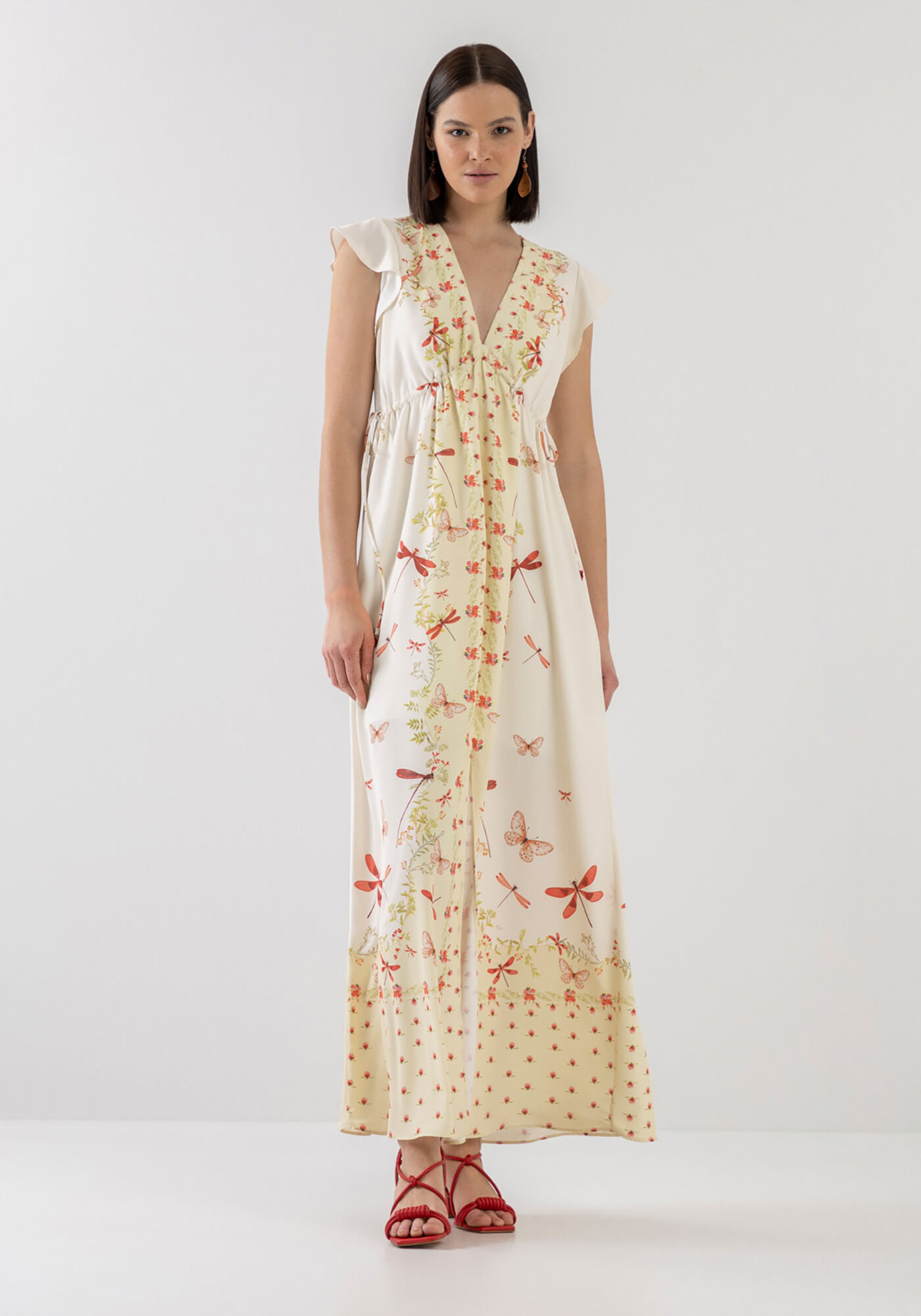 Vestido Midi Estampado com Amarra&ccedil;&atilde;o Cintura, , large.