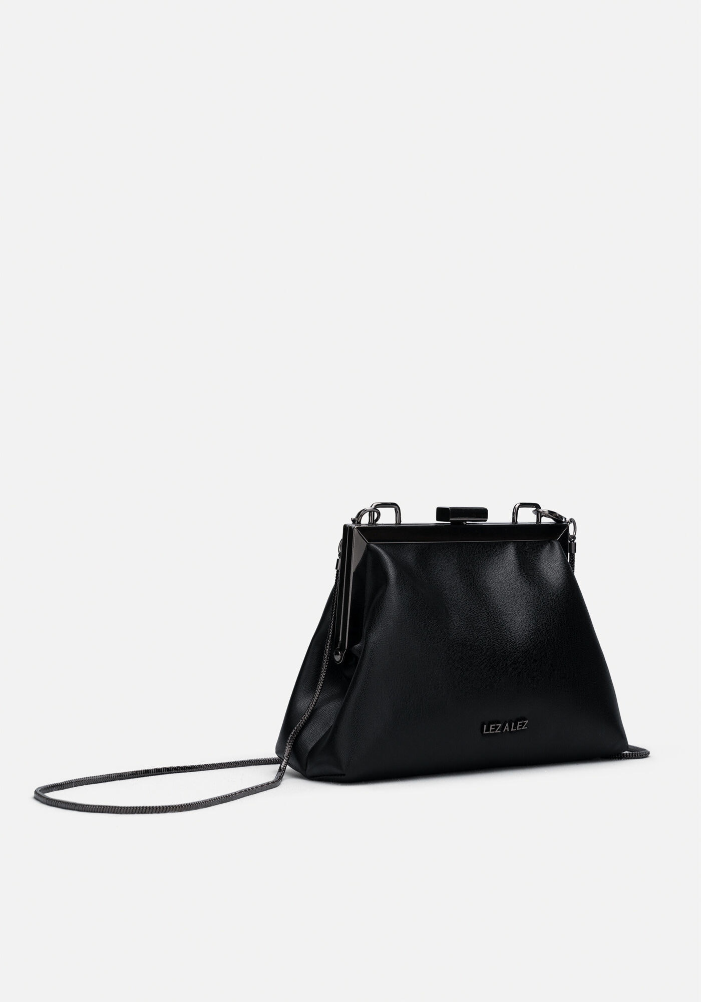 Bolsa De M&atilde;o Pequena Com Al&ccedil;a Corrente Remov&iacute;vel, PRETO, large.