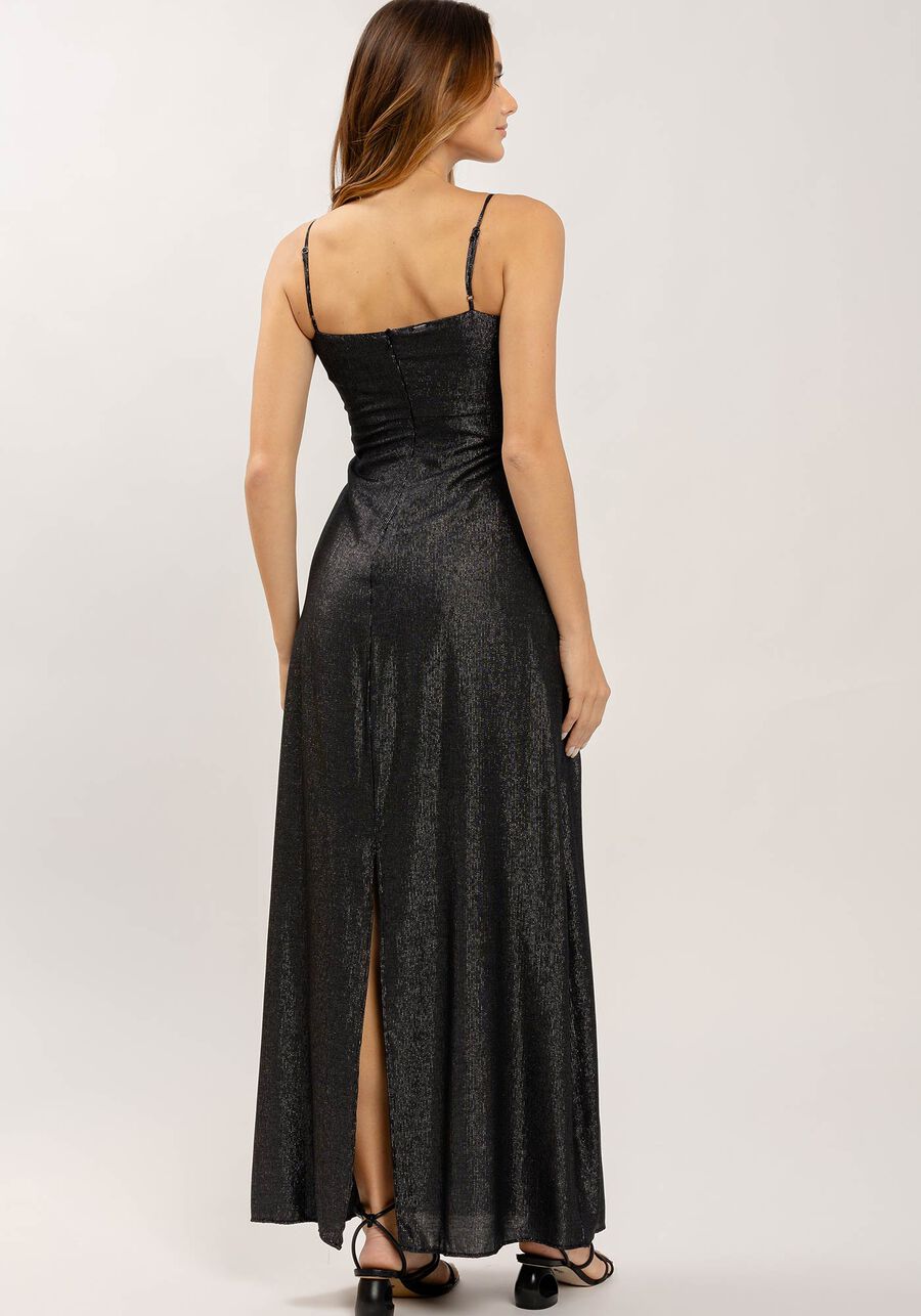 Vestido Longo Decote Reto com Bolsos, . Vestido Longo Decote Reto com Bolsos, , large.