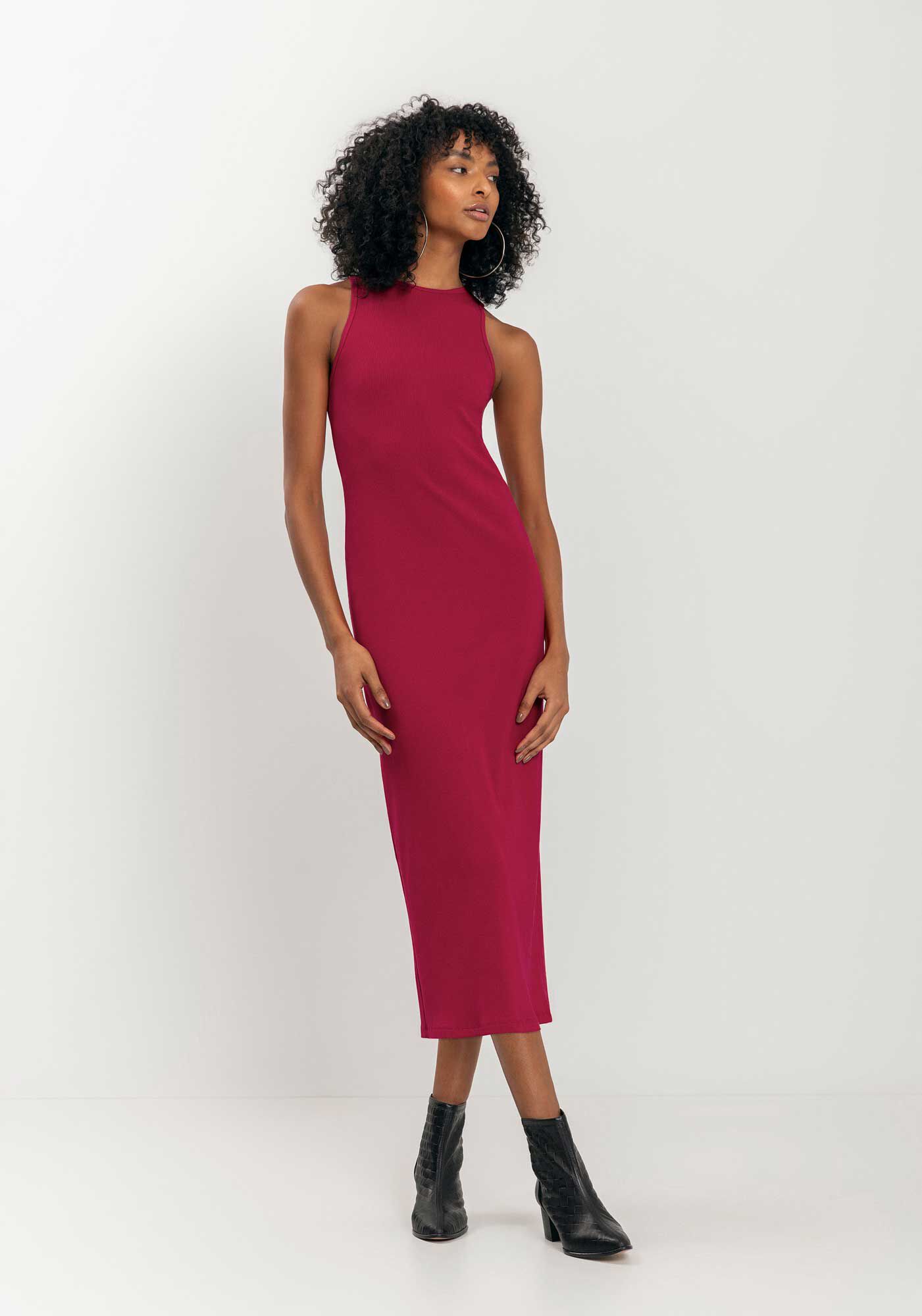 Vestido Ch&aacute; Sem Mangas Em Malha Canelada, , large.