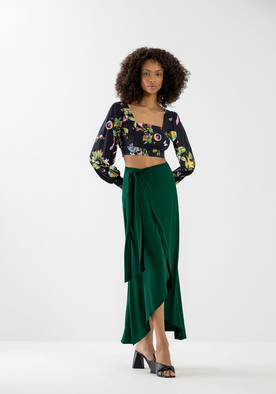 Blusa Manga Longa em Viscose com Decote Quadrado, . Blusa Manga Longa em Viscose com Decote Quadrado, , large.