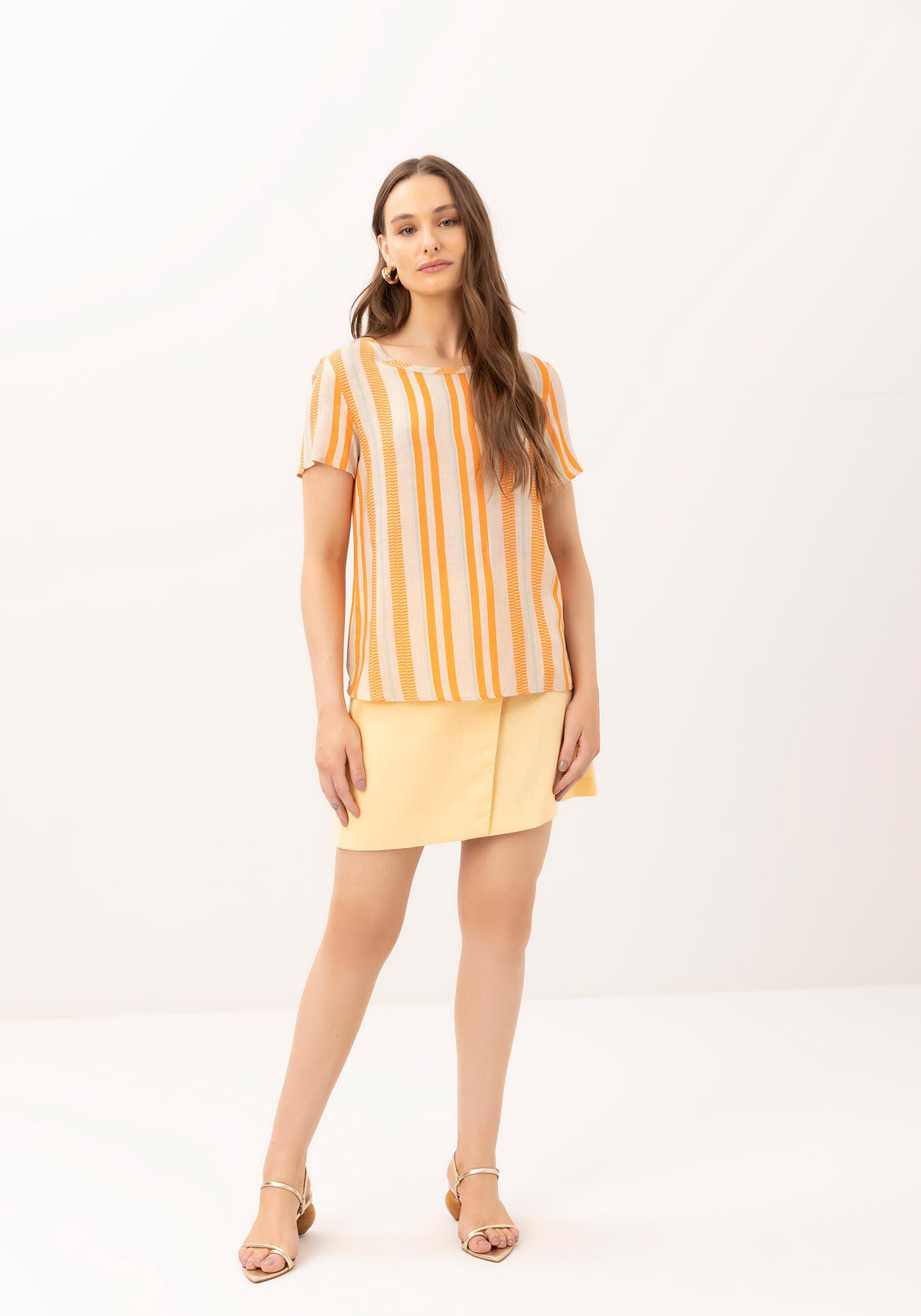 Blusa Manga Curta em Viscose Estampada, , large.