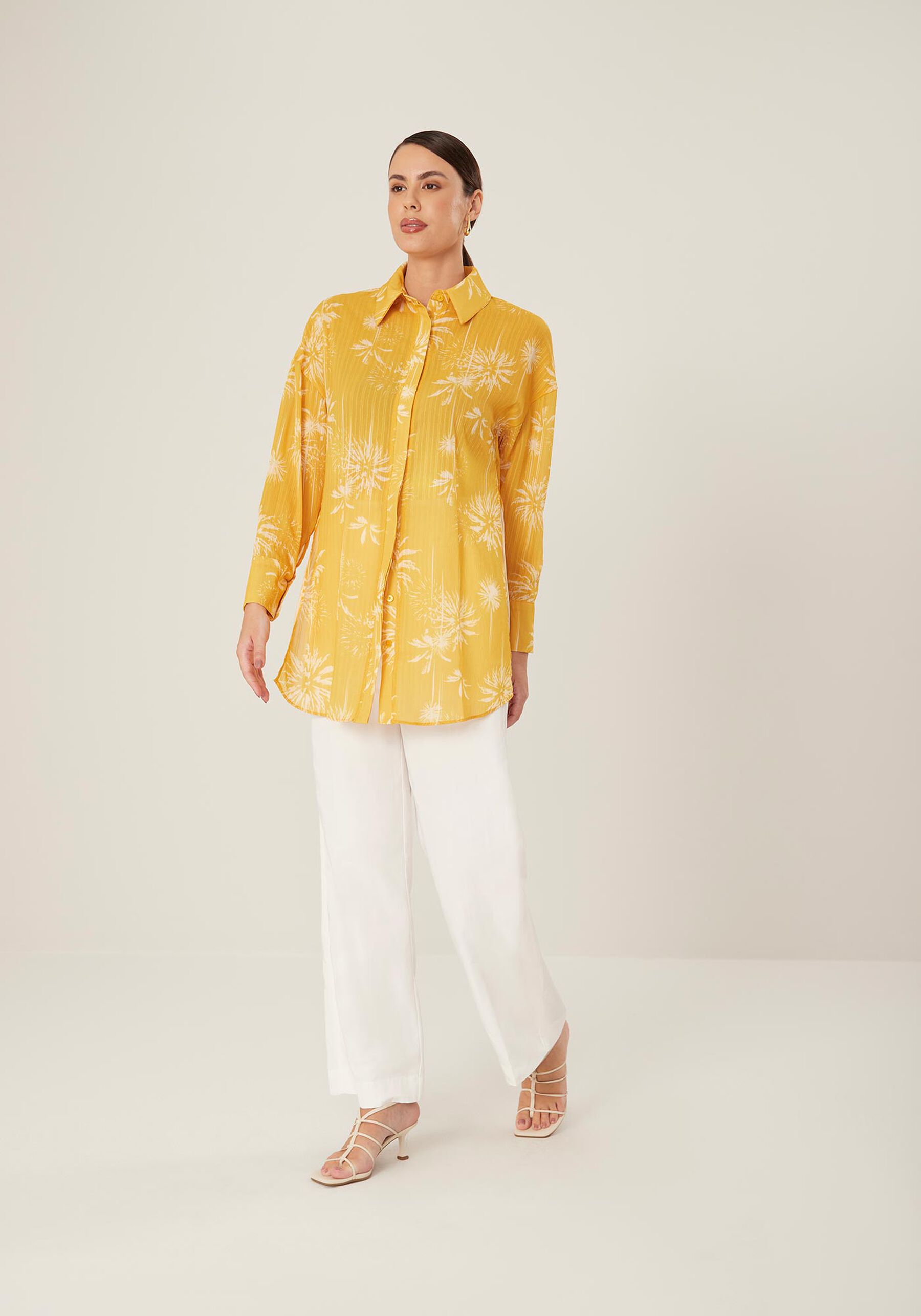 Camisa Alongada Manga Longa Estampada, . Camisa Alongada Manga Longa Estampada, , large.