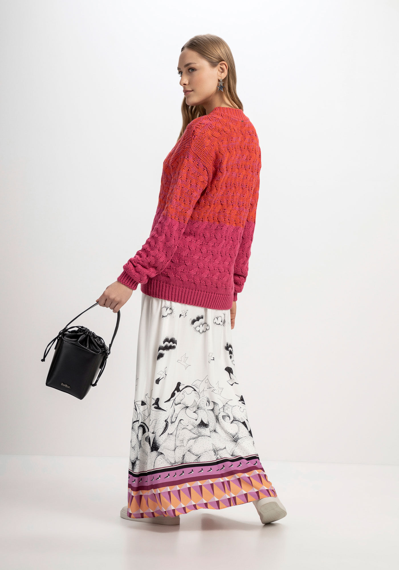 Blus&atilde;o em Tric&ocirc; Duo Bicolor, , large.