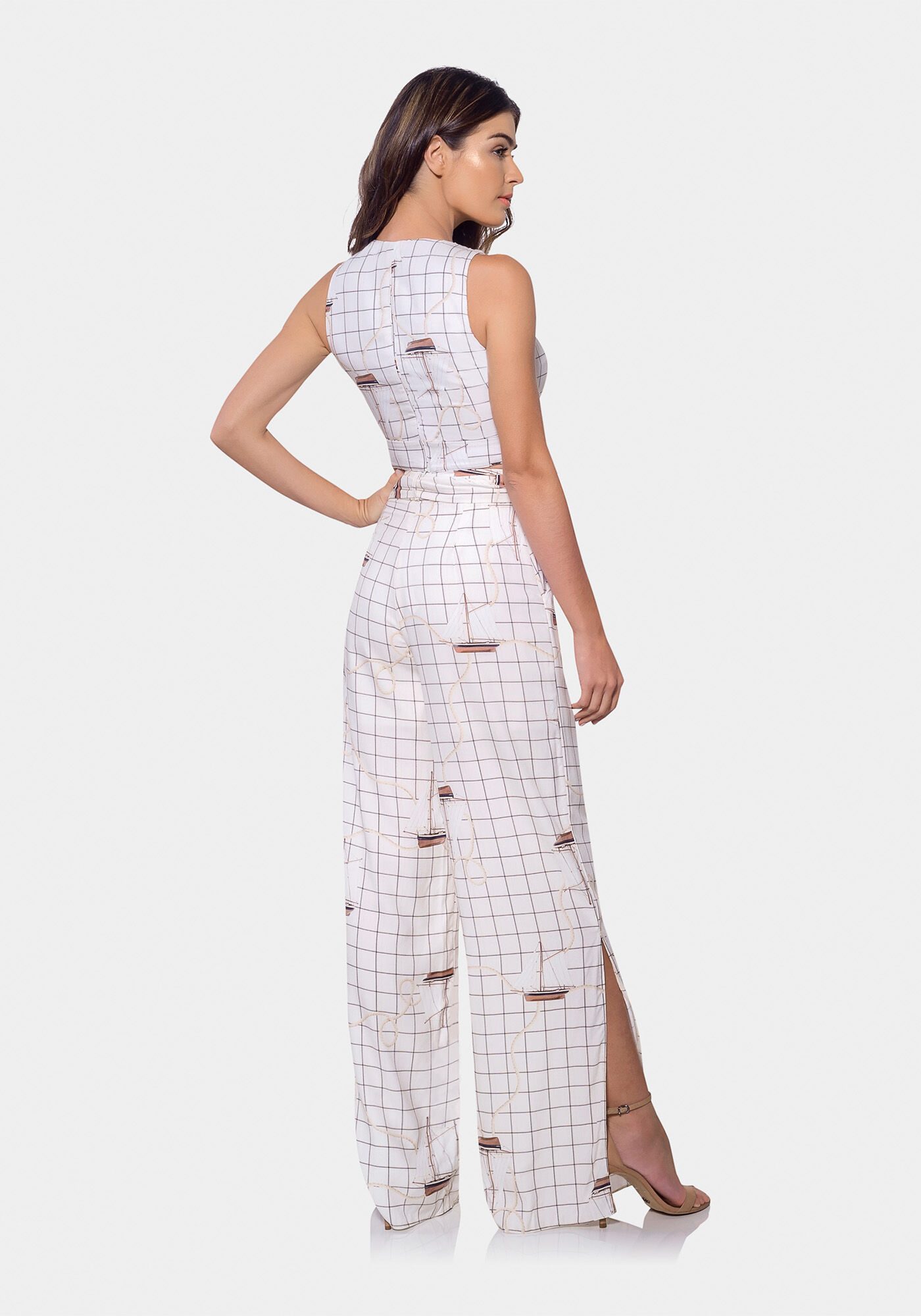 Regata Cropped Transpassada Tecido, , large.