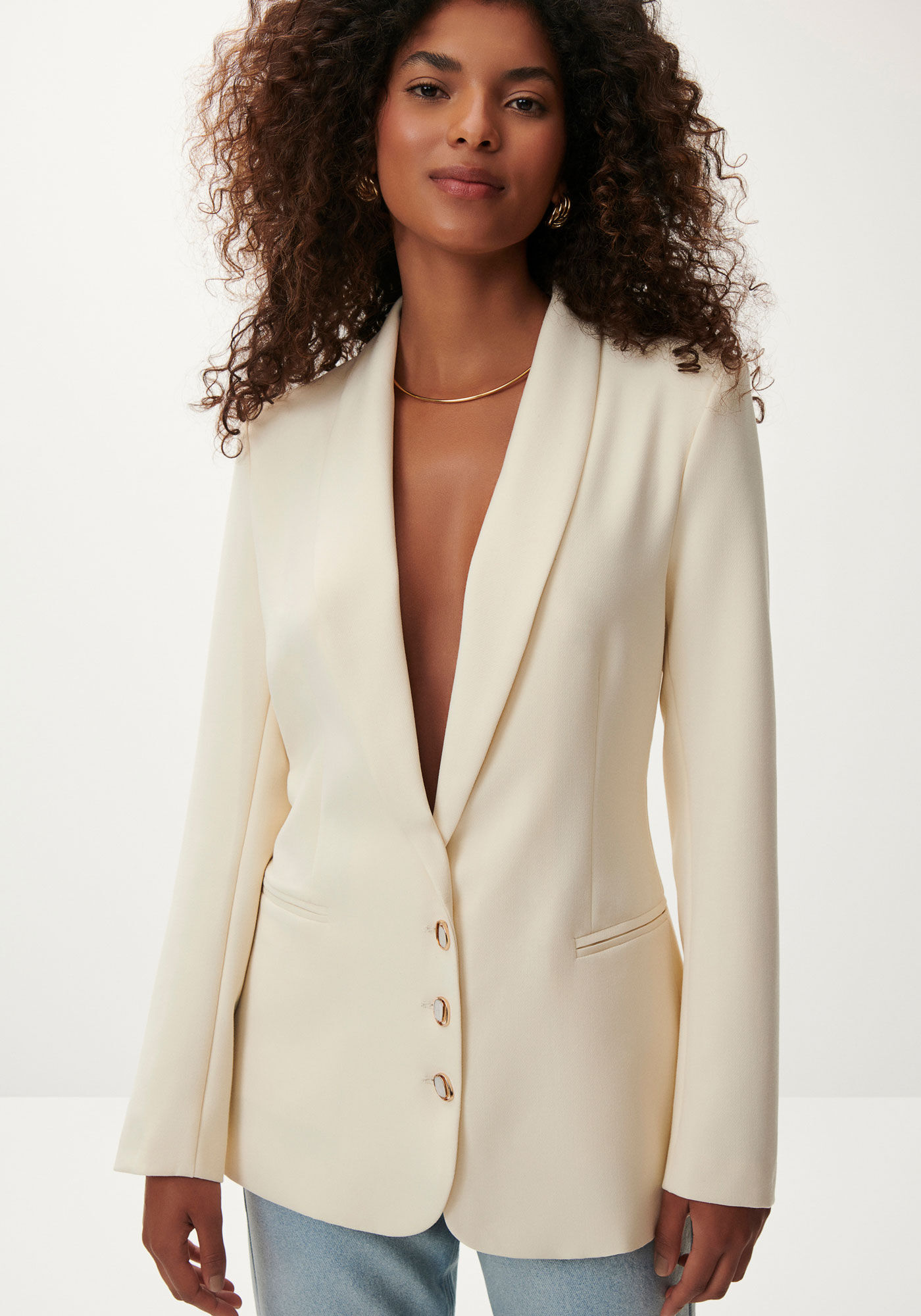 Blazer Alfaiataria Cl&aacute;ssico com Gola Redonda, , large.