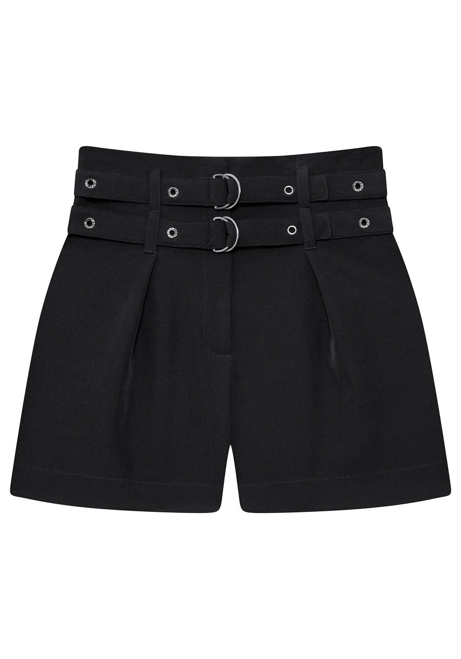 Shorts Cintura Alta Cinto Duplo, , large.
