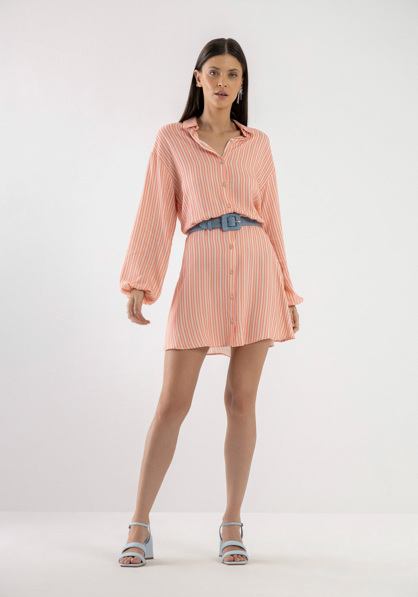 Vestido Curto Chemise em Crepe Estampado, , large.