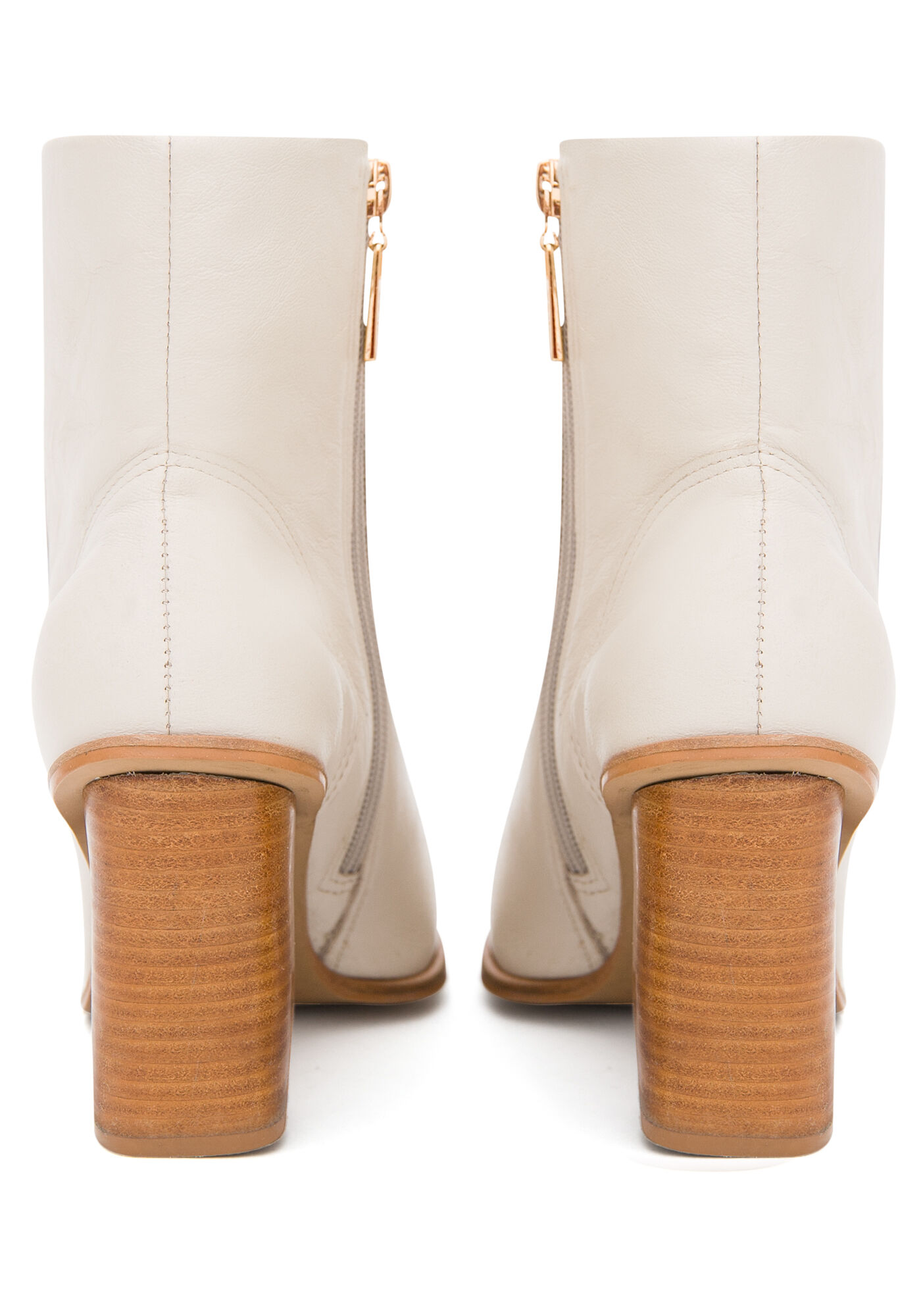 Bota Salto M&eacute;dio Bloco com Bico Quadrado, BRANCO OFF WHITE, large.