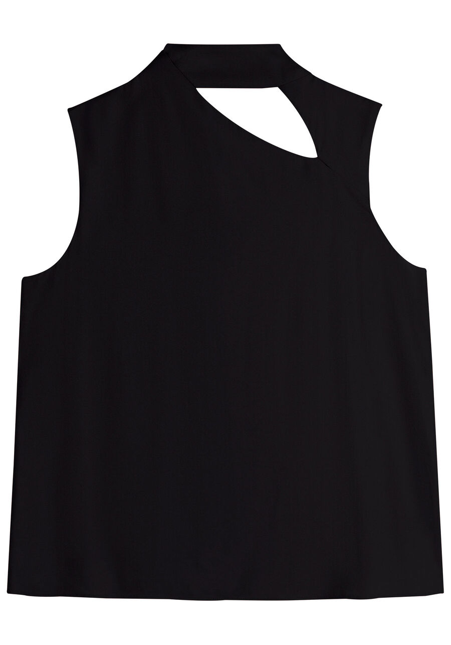 Blusa em Viscose com Cut e Laço Gola, . Blusa em Viscose com Cut e Laço Gola, , large.