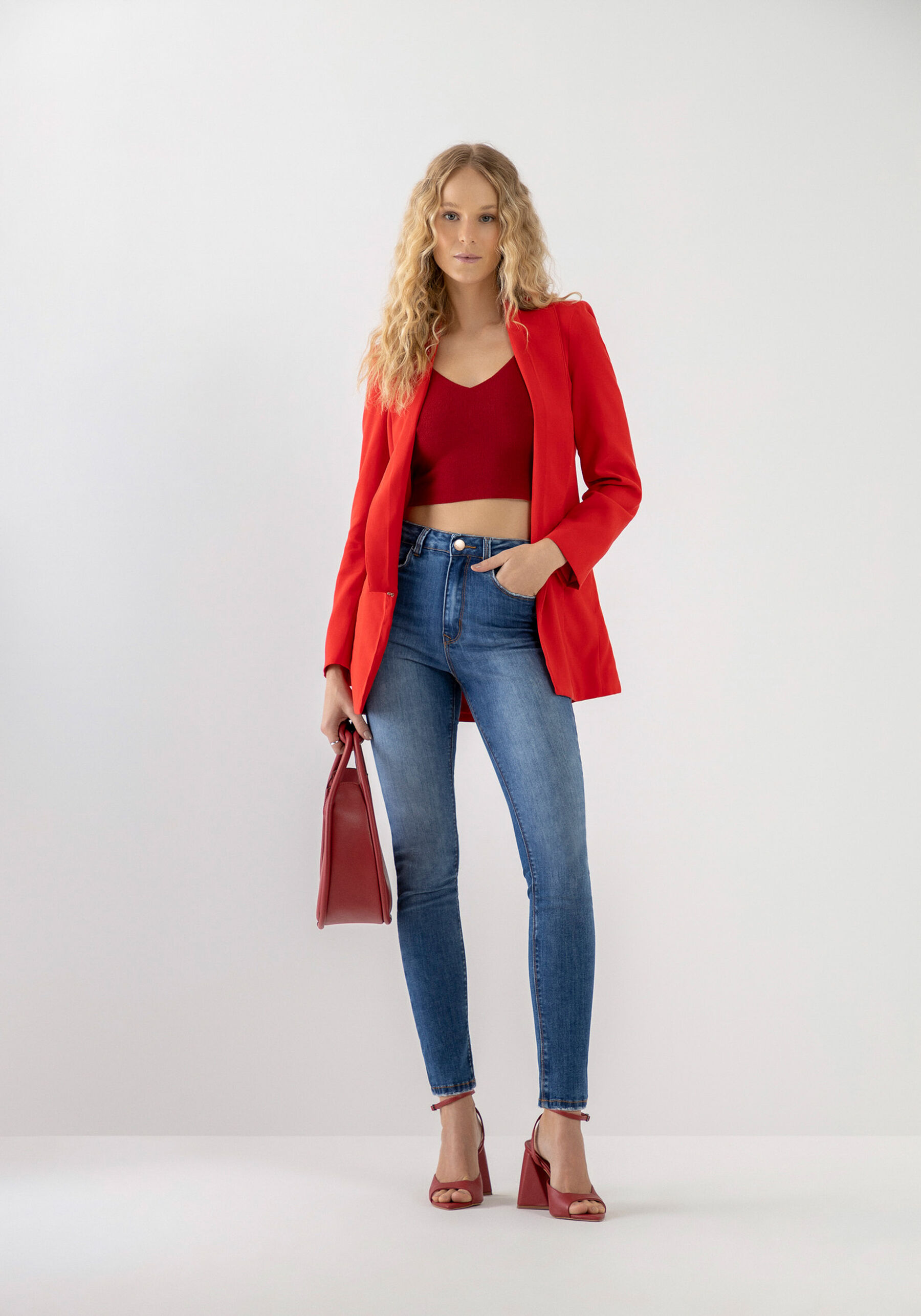 Calça Jeans Skinny Cropped Super Alta, JEANS. Calça Jeans Skinny Cropped Super Alta, JEANS, large.
