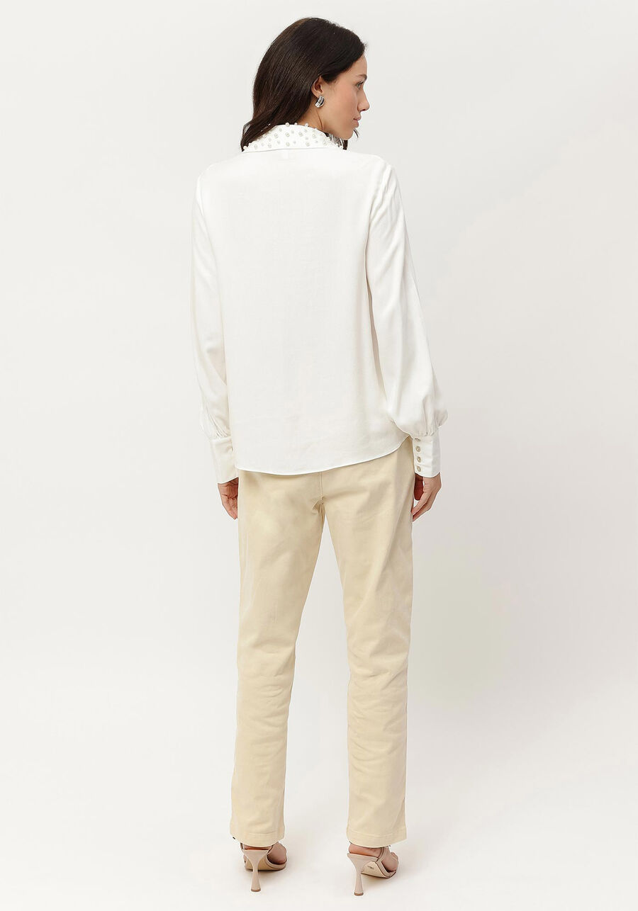 Camisa Manga Longa Bufante com Pérolas Gola, . Camisa Manga Longa Bufante com Pérolas Gola, , large.