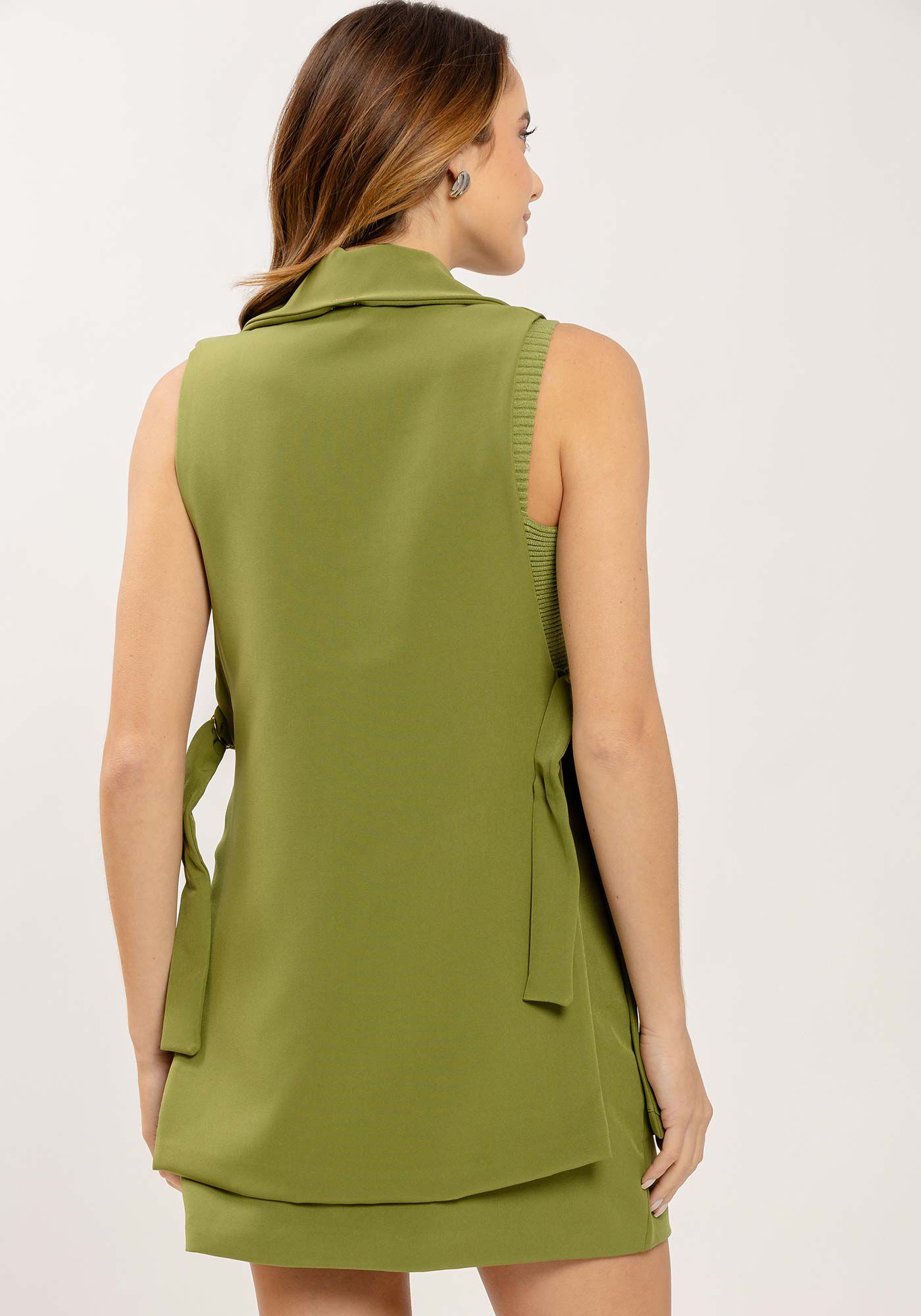 Colete Alongado Alfaiataria com Detalhe Lateral, VERDE LIRA, large.