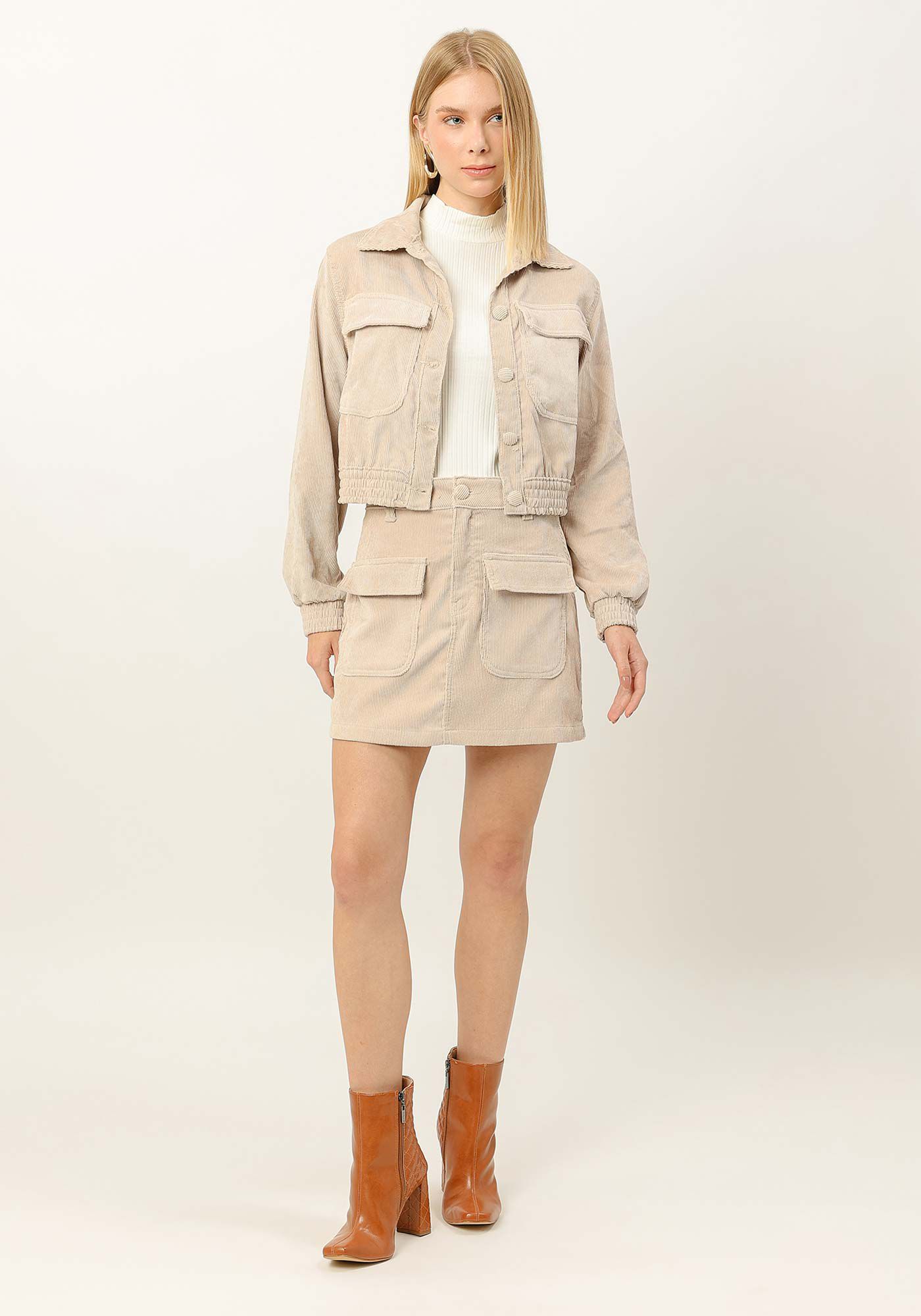 Jaqueta Bomber em Veludo com Bolsos, , large.