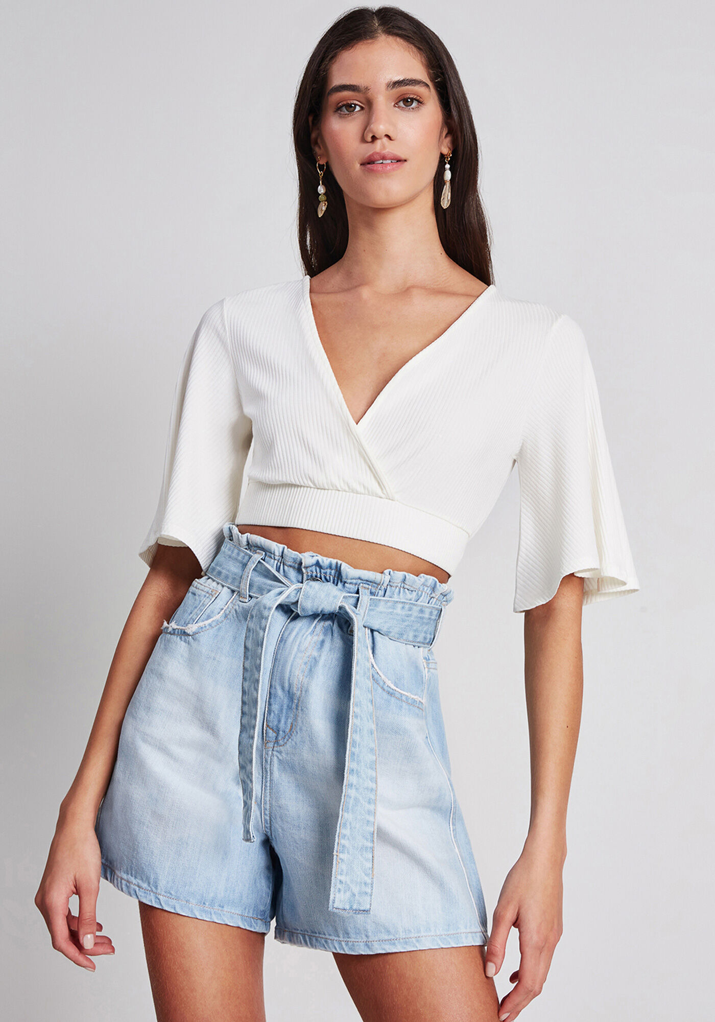 Blusa Cropped Manga Sino, , large.