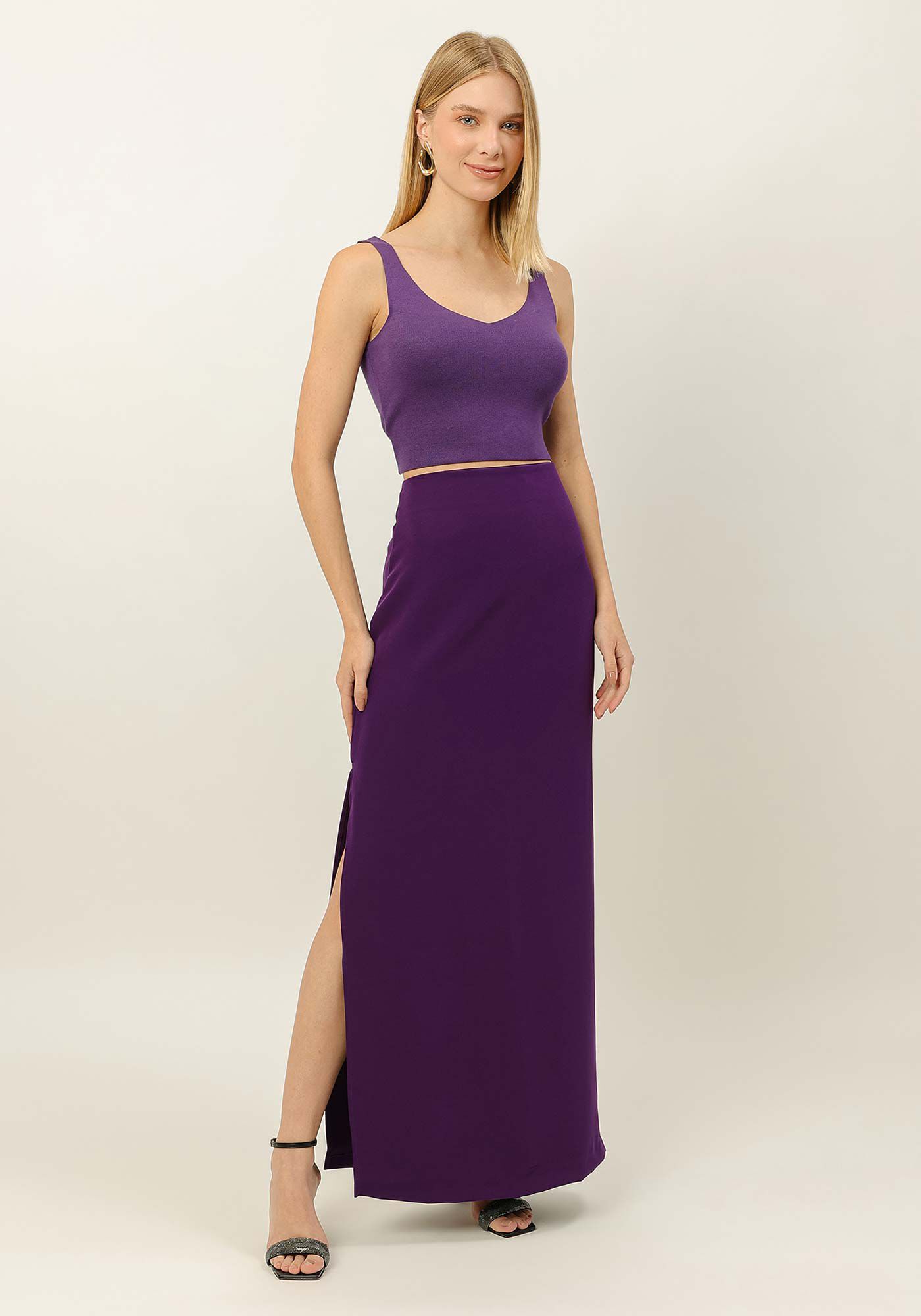 Saia Longa Reta com Fenda Lateral, , large.