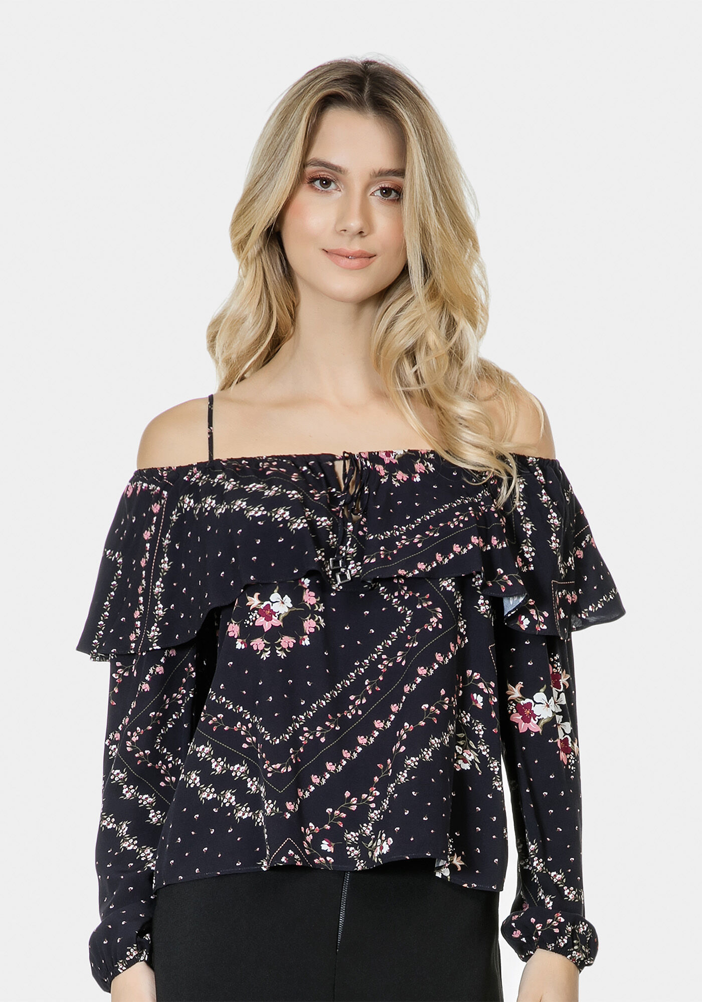 Blusa Manga Longa Estampada Tecido, , large.