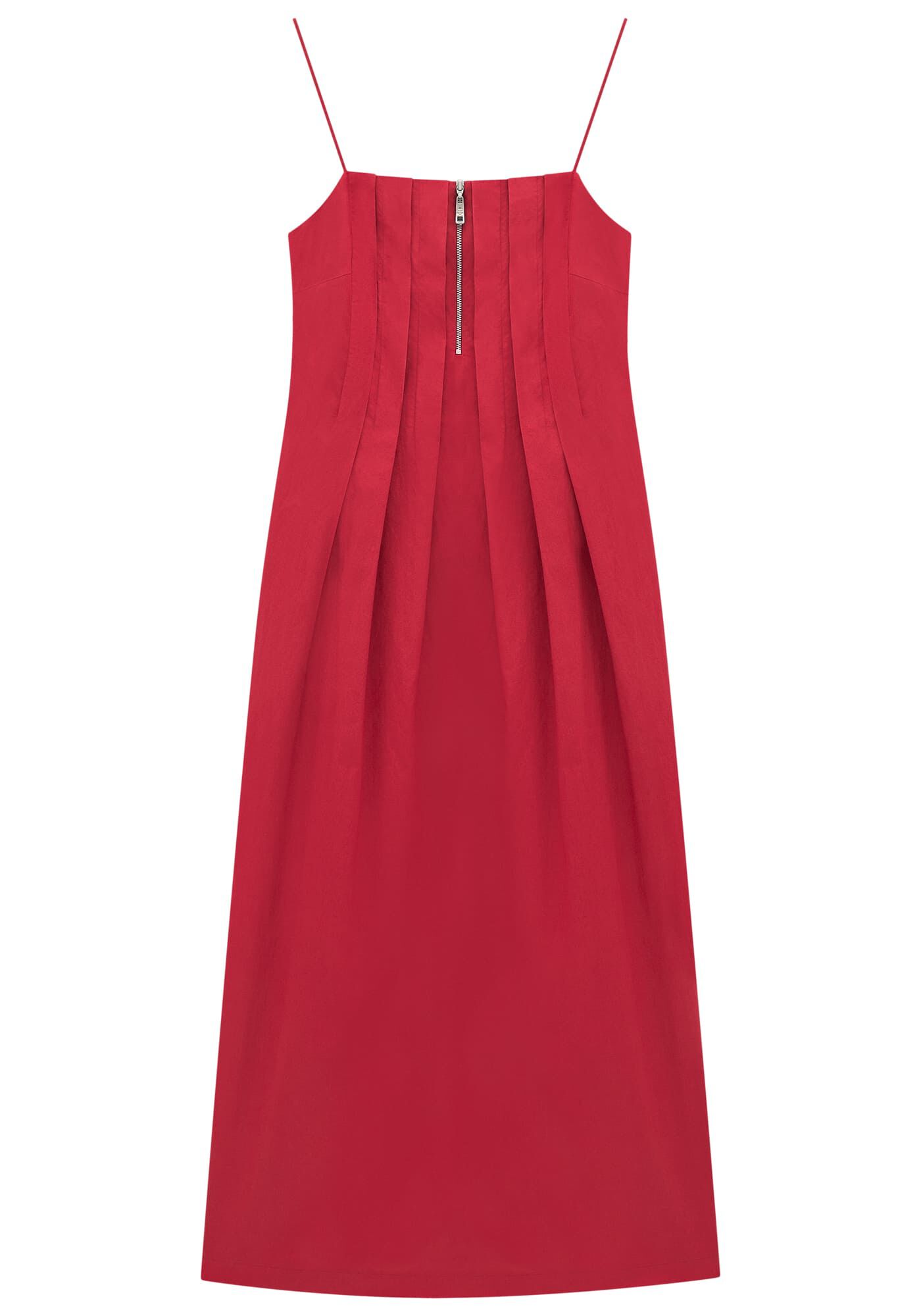 Vestido midi em Tecido Plano com Pregas, , large.